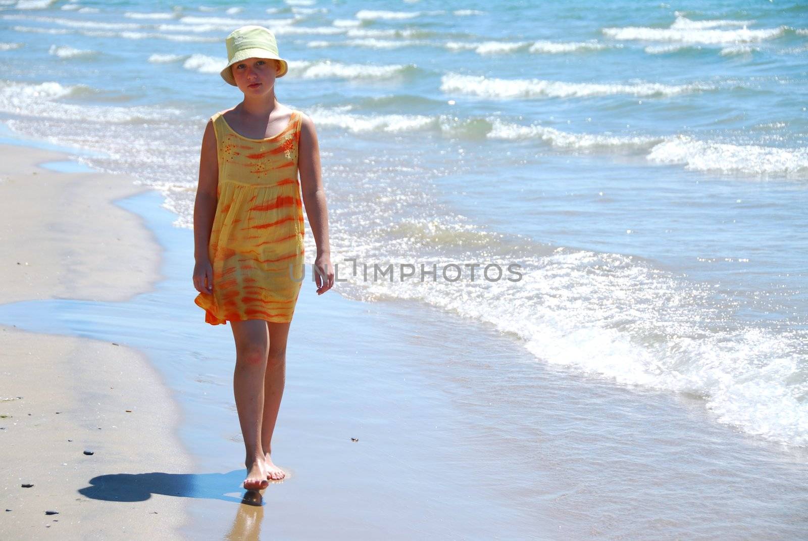 Girl walk beach by elenathewise
