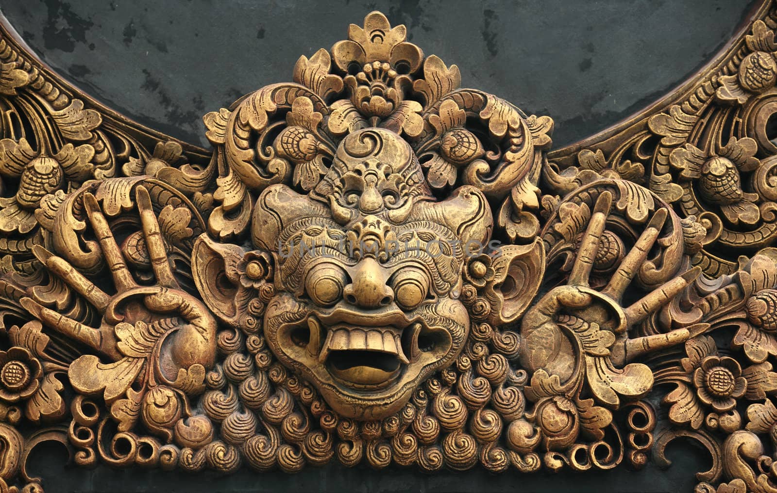 Hundreds years old carving at Pura in Bali, Indonesia