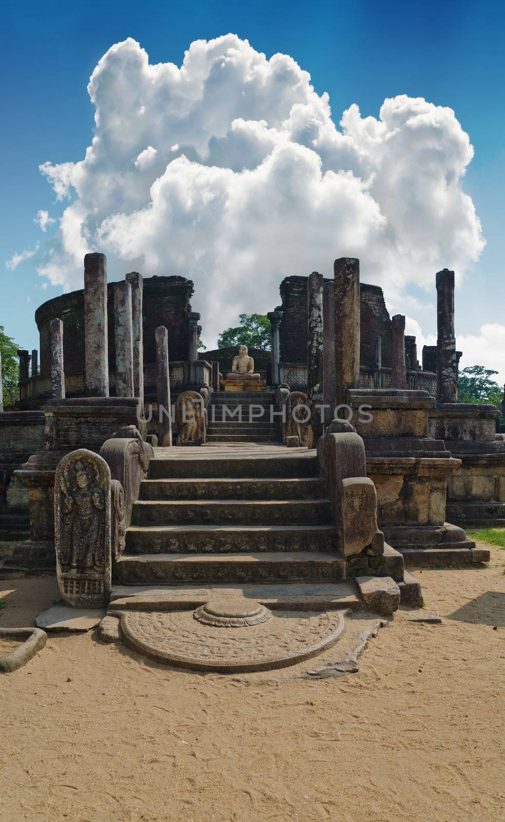 Ruins at Polonnaruwa - vatadage temple, UNESCO World Heritage Site in Sri Lanka