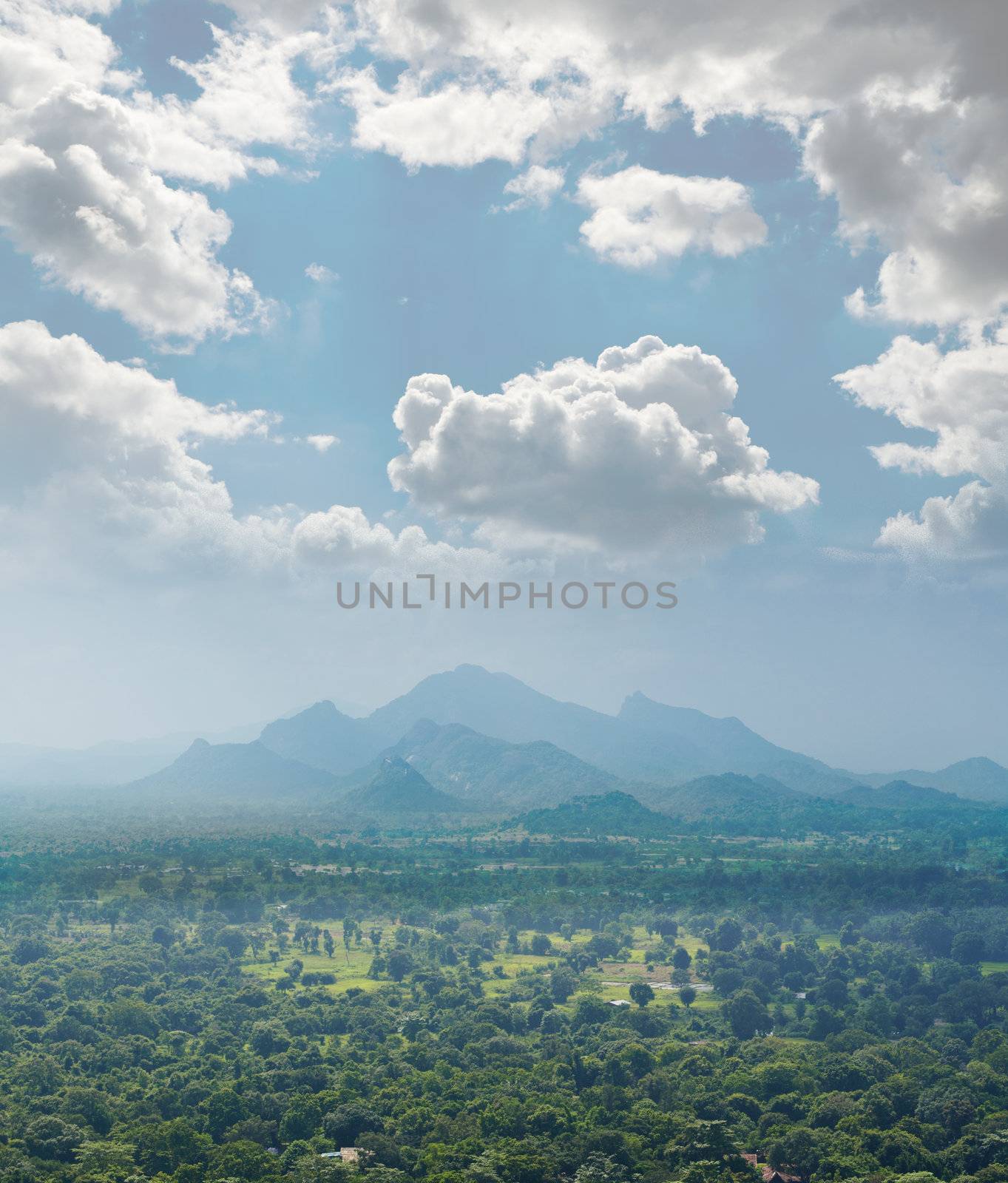 view from  mount Sigiriya  into the valley, Sri Lanka (Ceylon). by Sergieiev