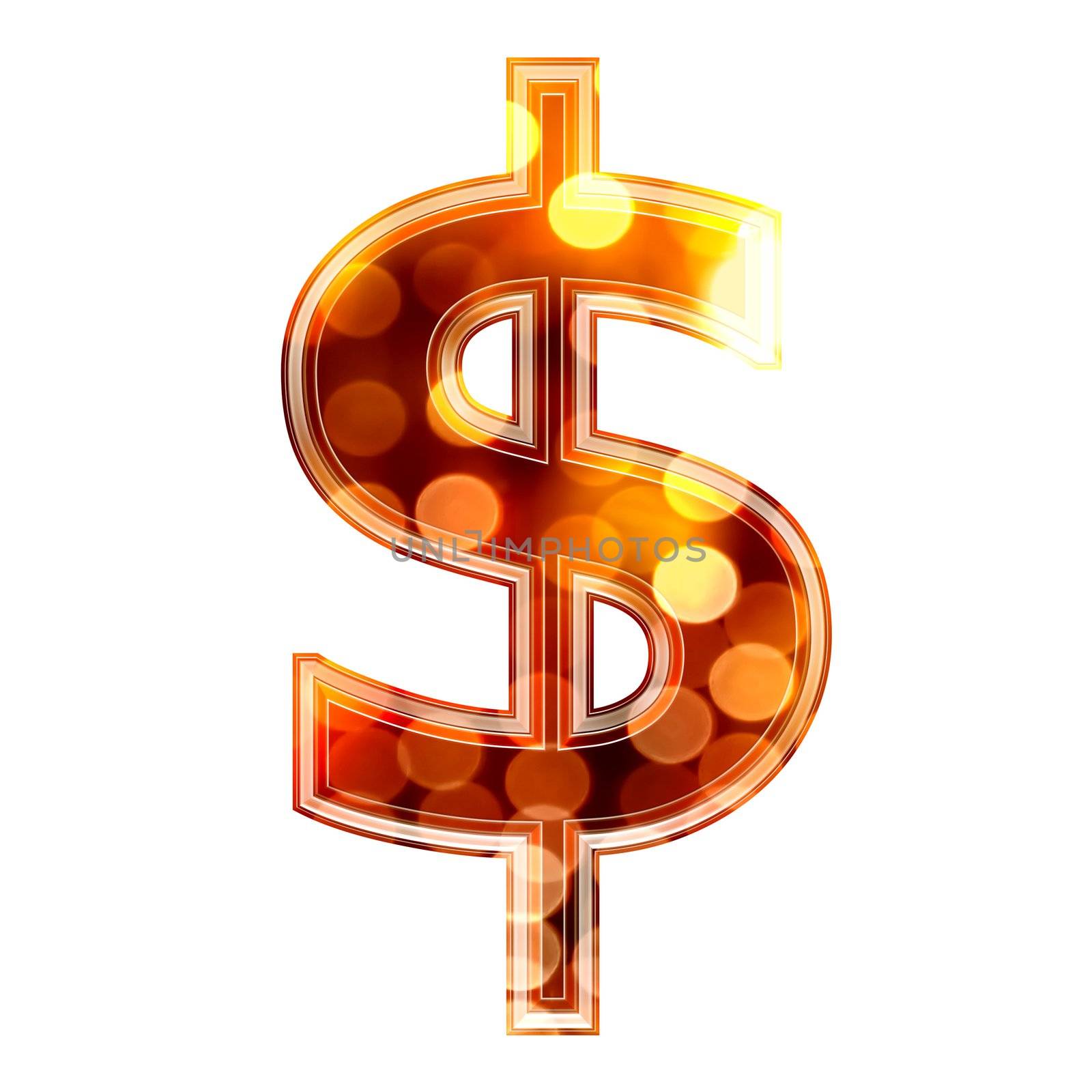 3d currency sign with glowing lights texture - Dollar