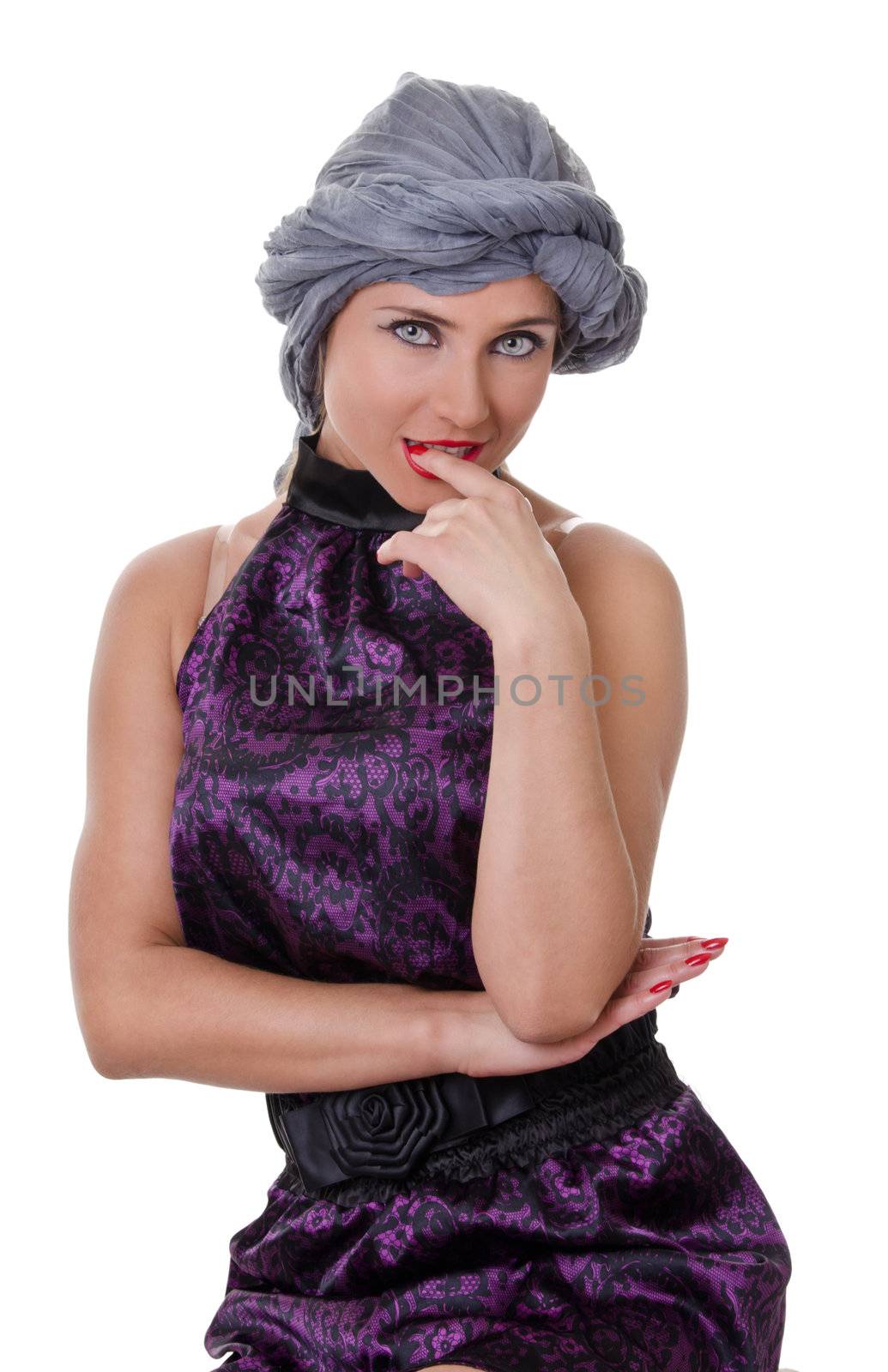 Portrait of glamorous woman in a turban