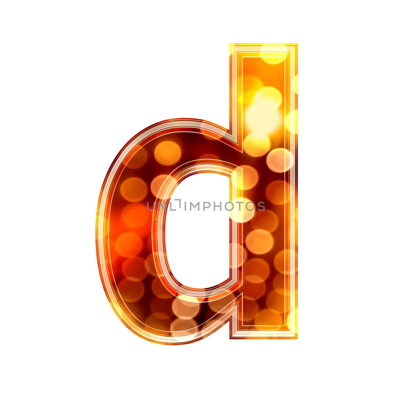 3d letter with glowing lights texture - d