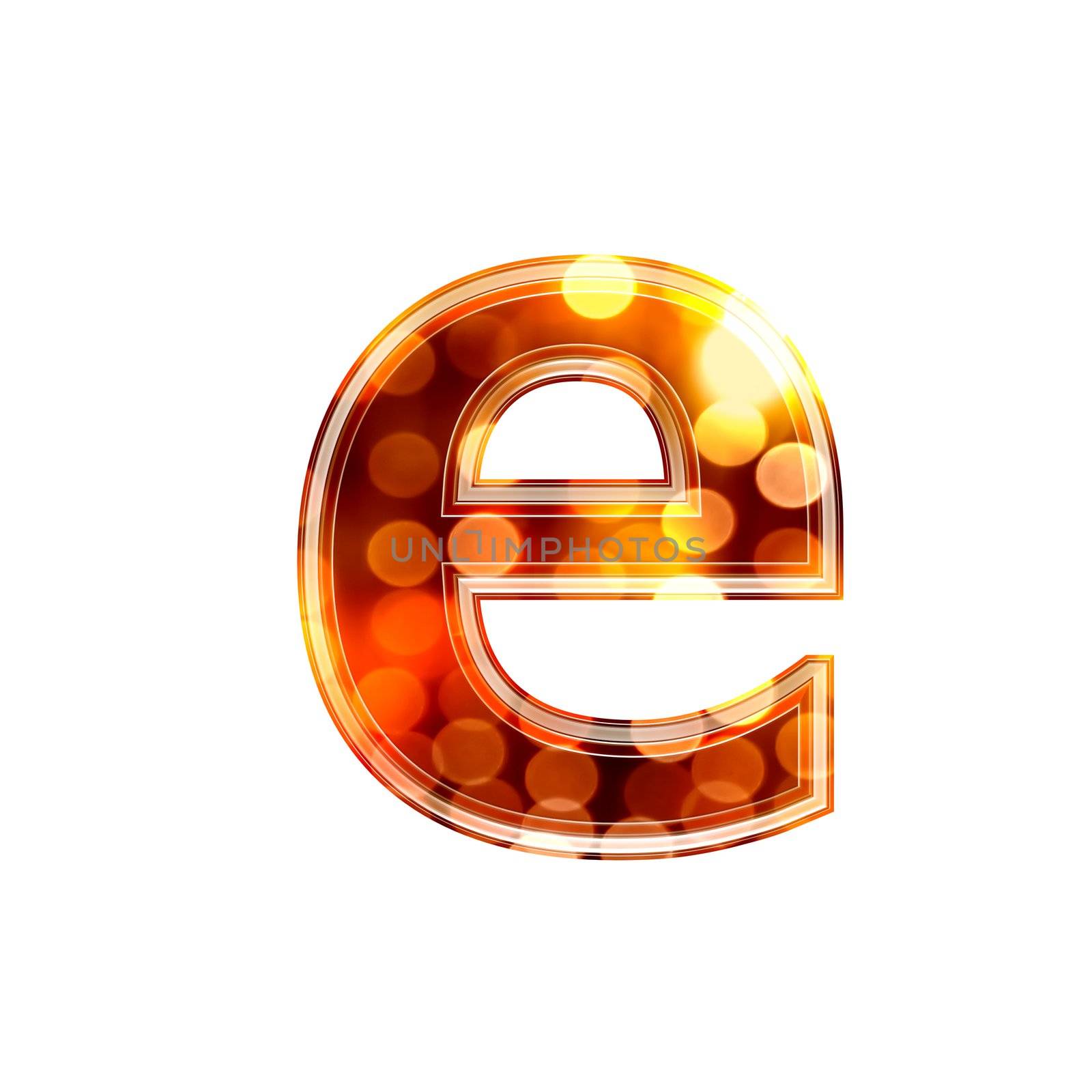 3d letter with glowing lights texture - e