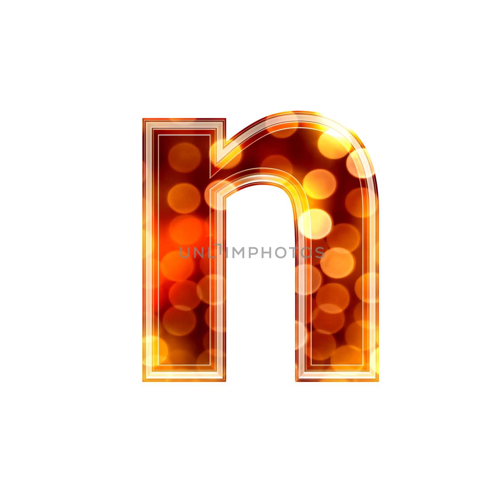 3d letter with glowing lights texture - n by chrisroll