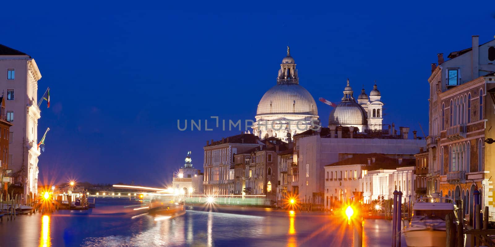 Panoramic Scenis of Grand Canal Venice Italy Landscape At Dusk