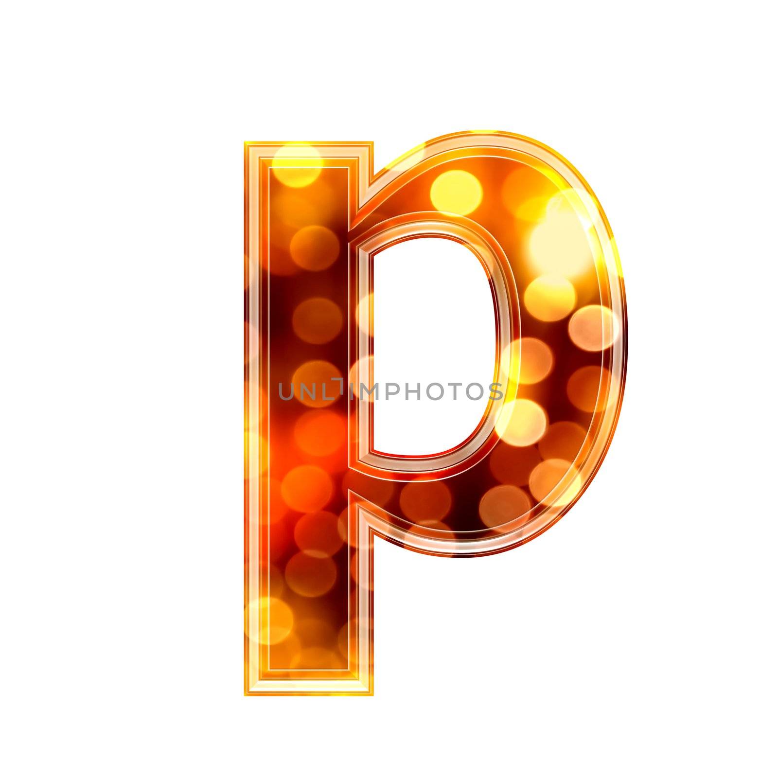 3d letter with glowing lights texture - p
