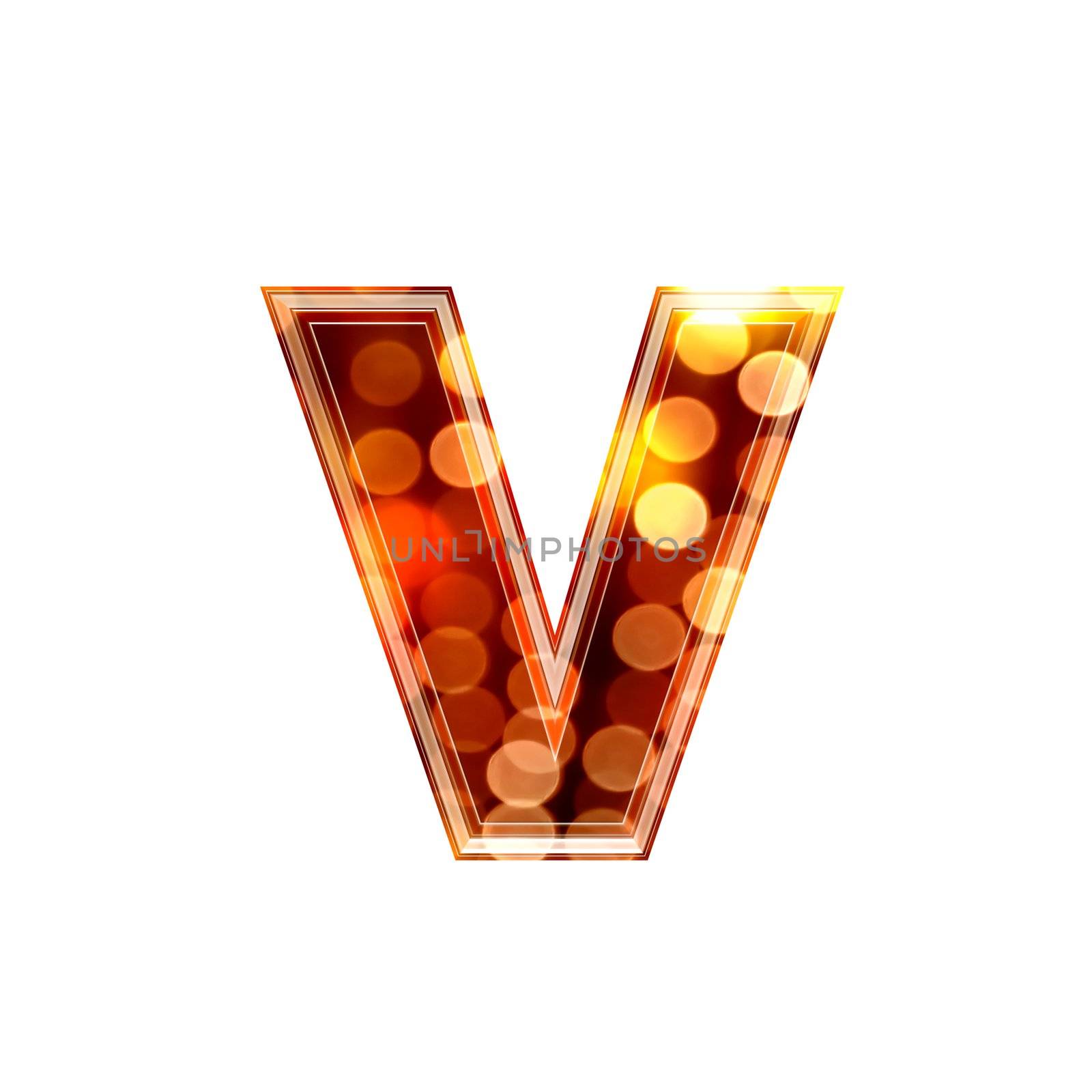 3d letter with glowing lights texture - v by chrisroll