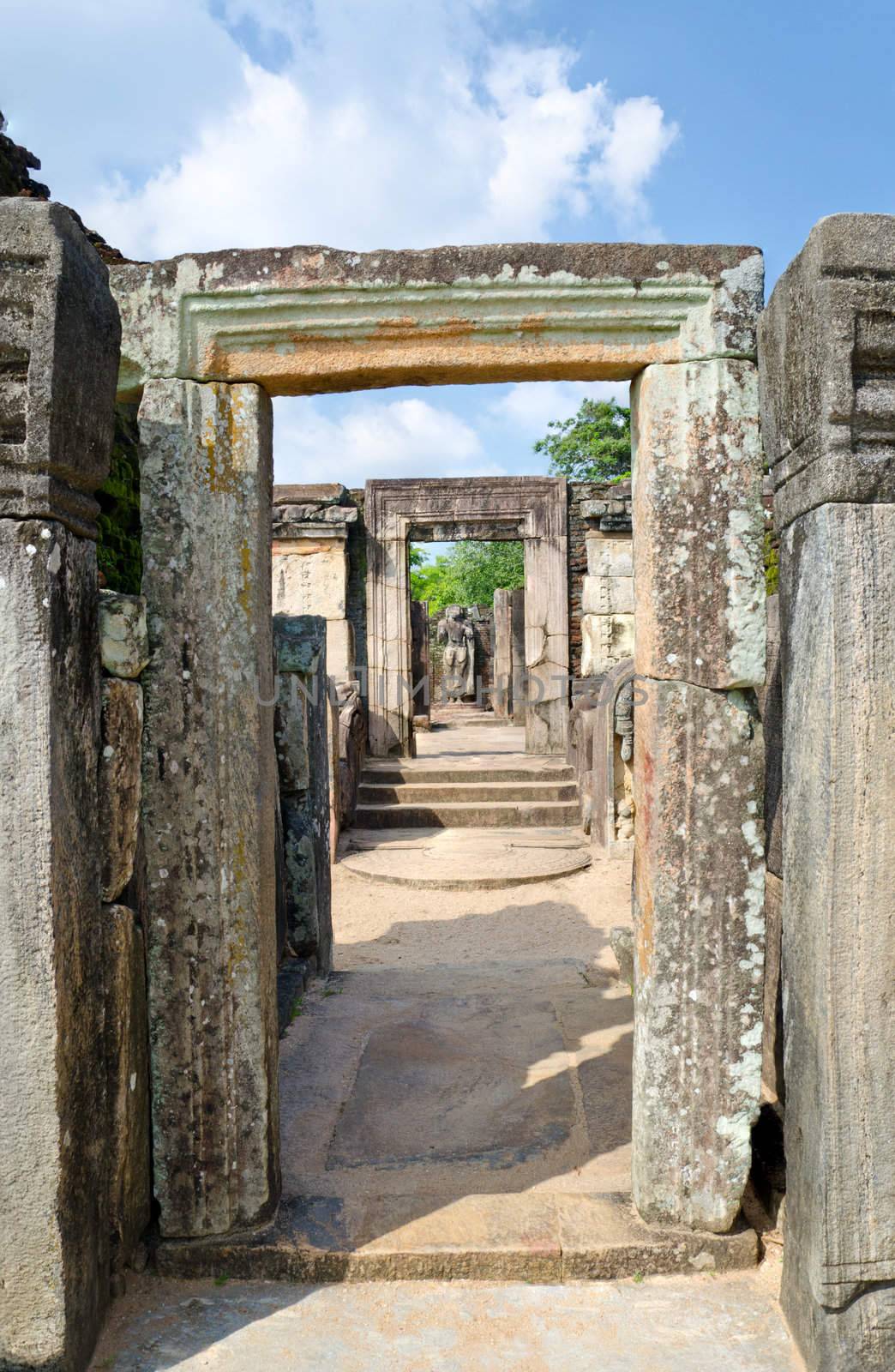 Ruins at Polonnaruwa - vatadage temple, UNESCO World Heritage Site in Sri Lanka