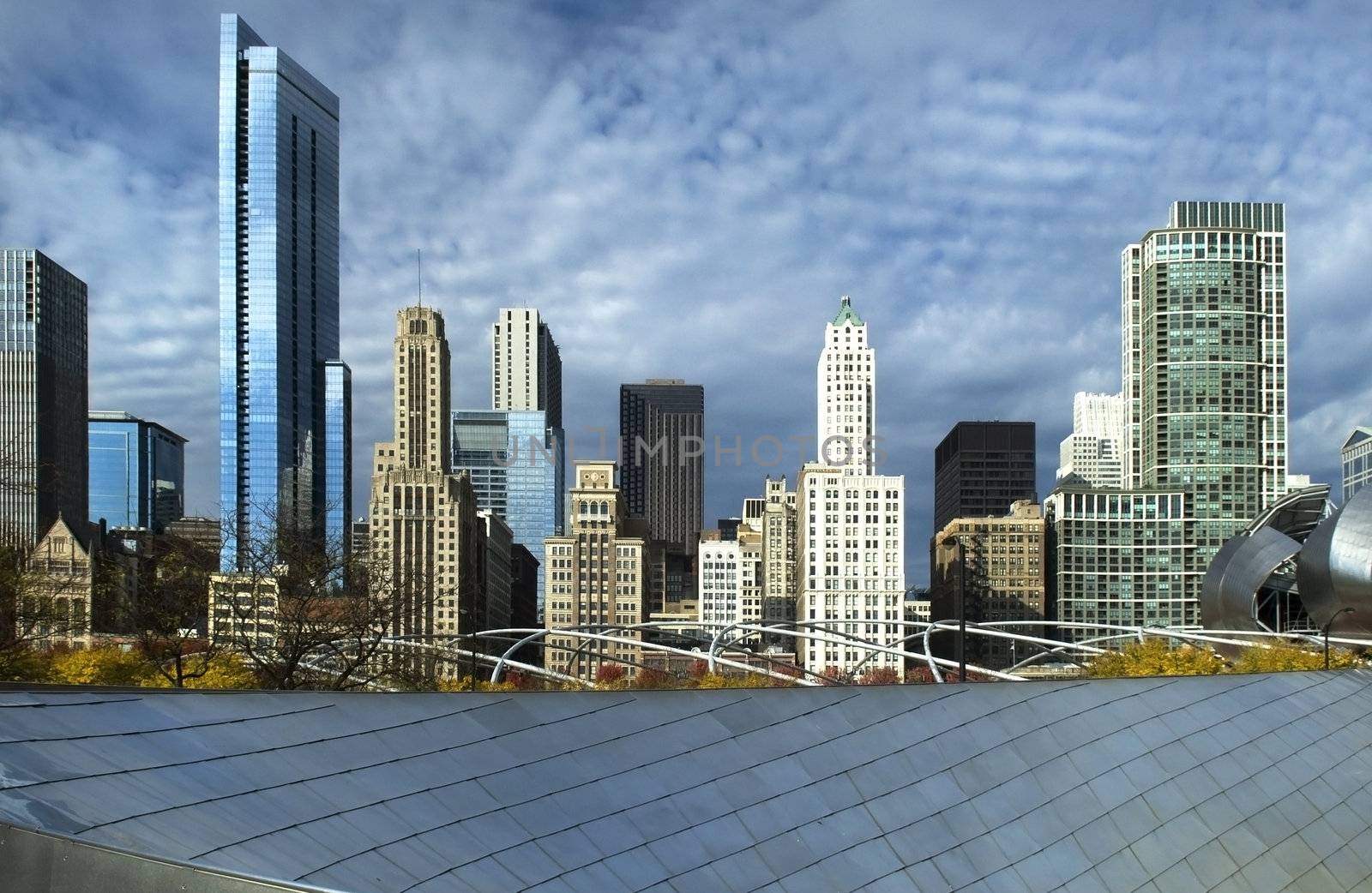 beautiful view of the skyscrapers of Chicago