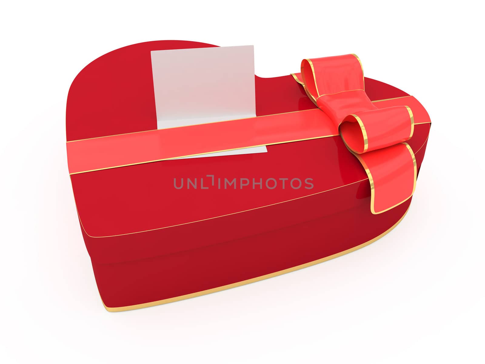 Isolated Valentines day gift box with blank card by dmtd