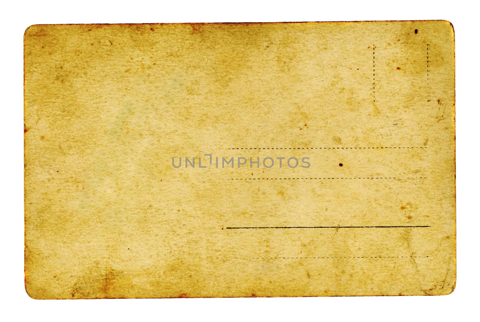 isolated on white old and grungy postcard background