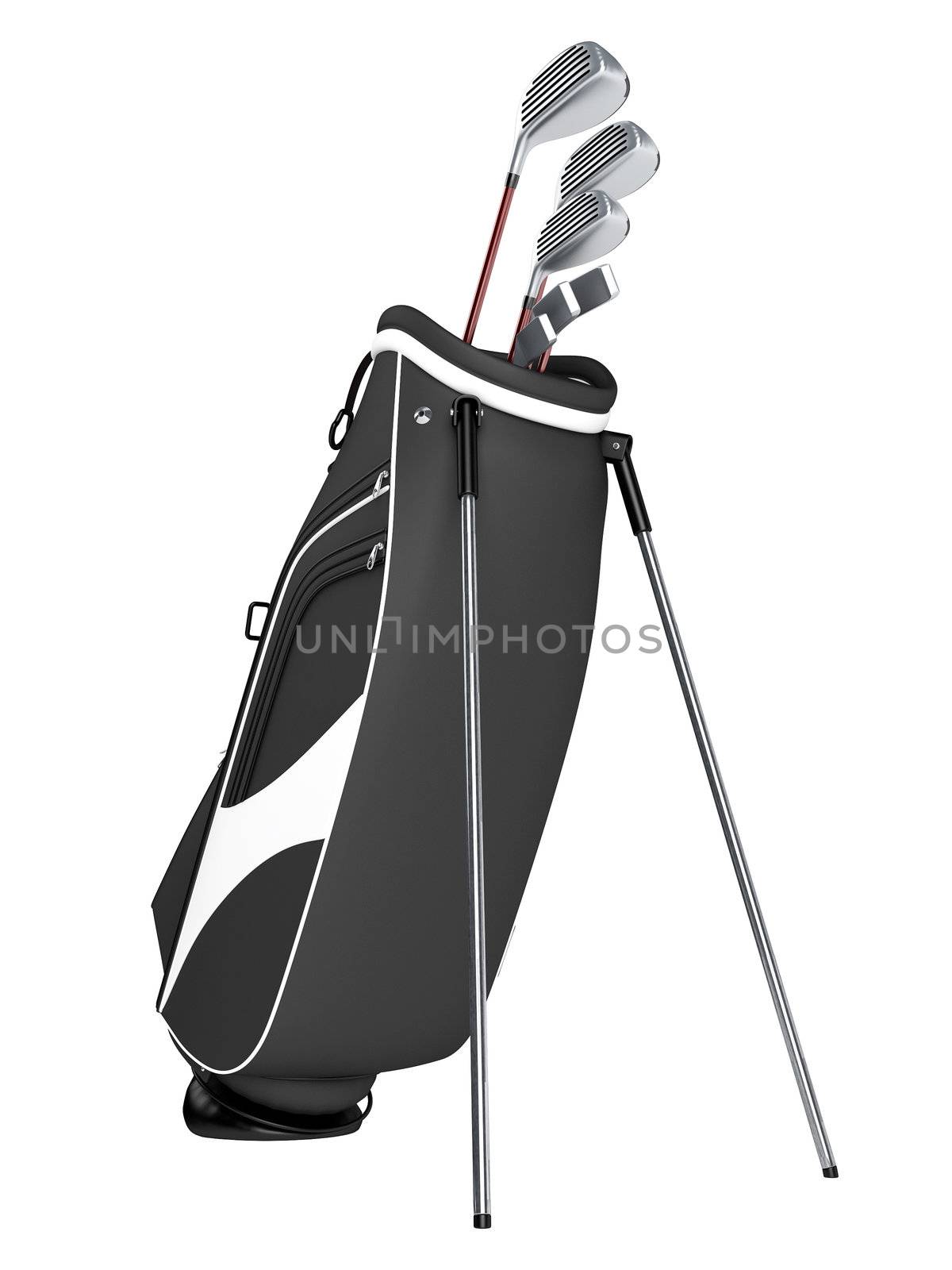 Black bag with golf clubs by AlexanderMorozov
