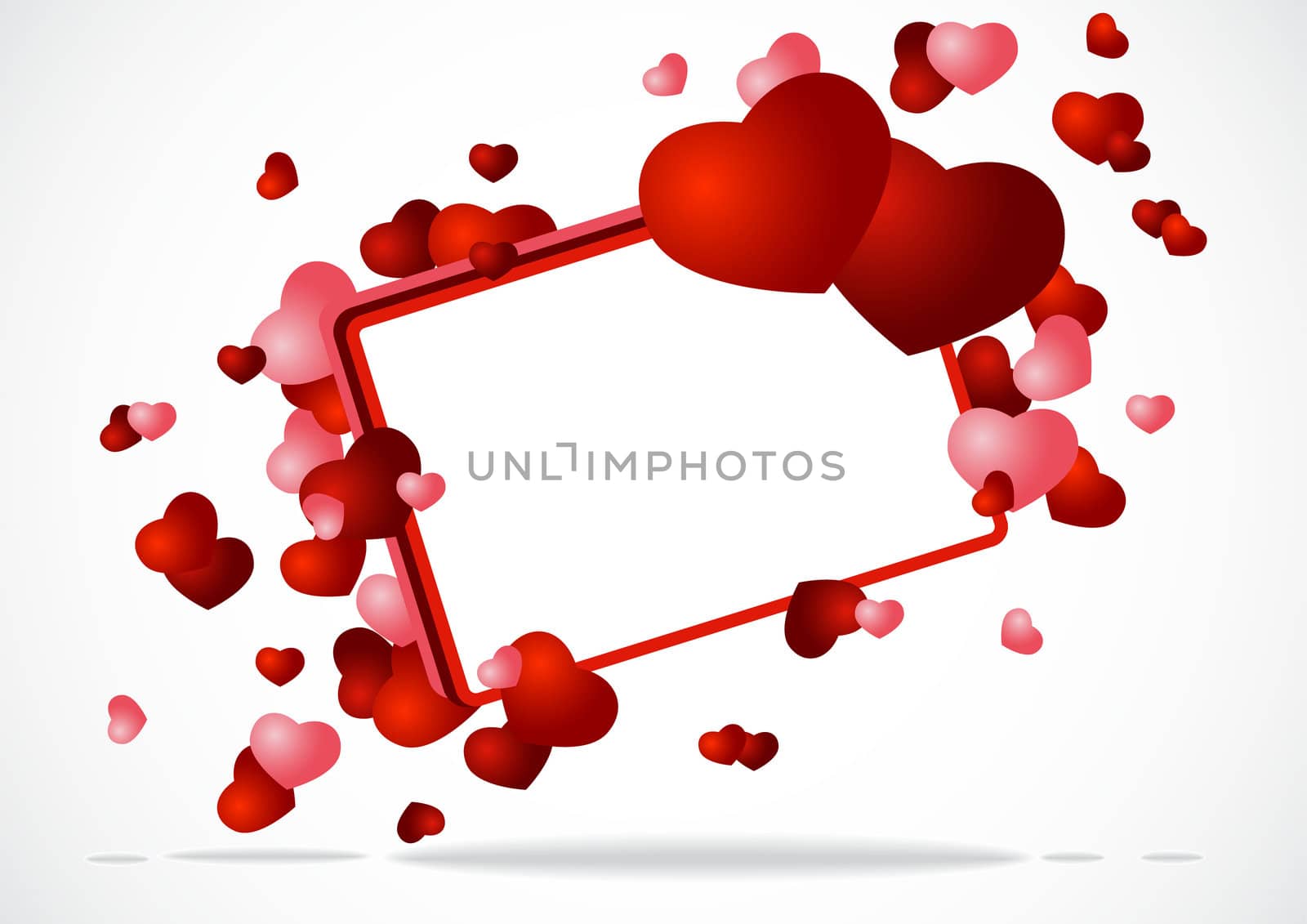 Greeting card with two hearts vector illustration