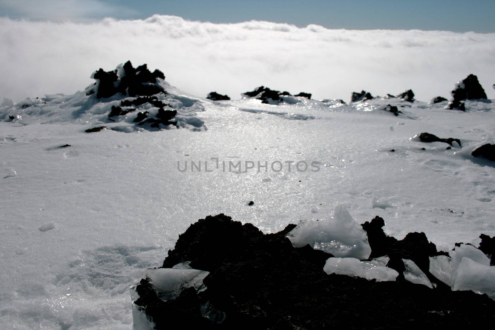 Etna, volcano of Sicily covered by snow - Italy