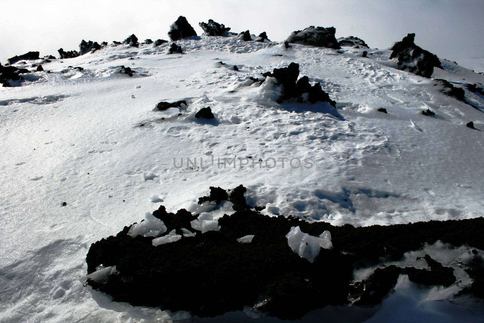 Etna, volcano of Sicily covered by snow - Italy
