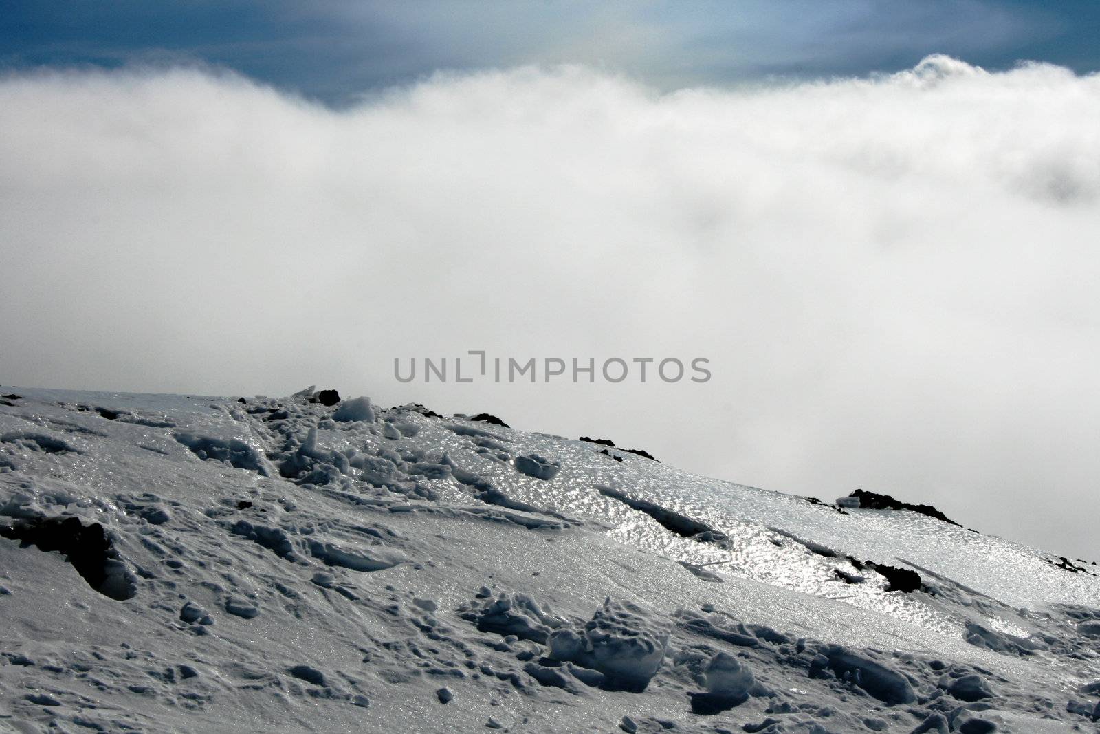 Etna, volcano of Sicily covered by snow - Italy
