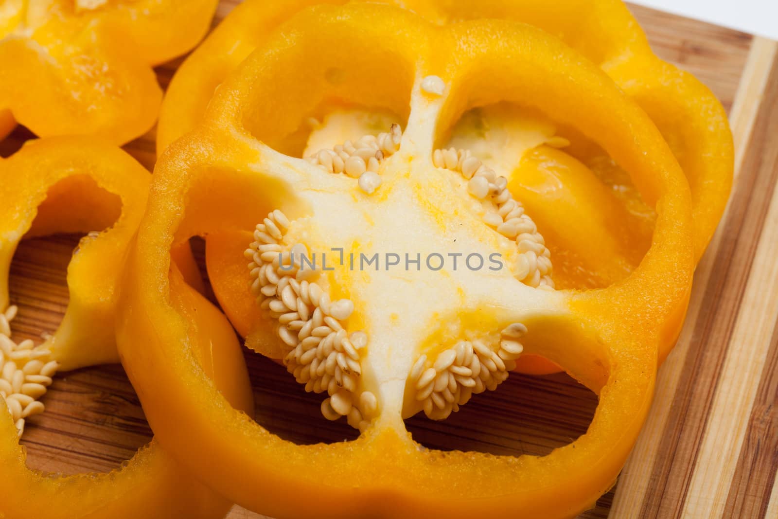 close up of yellow peppers