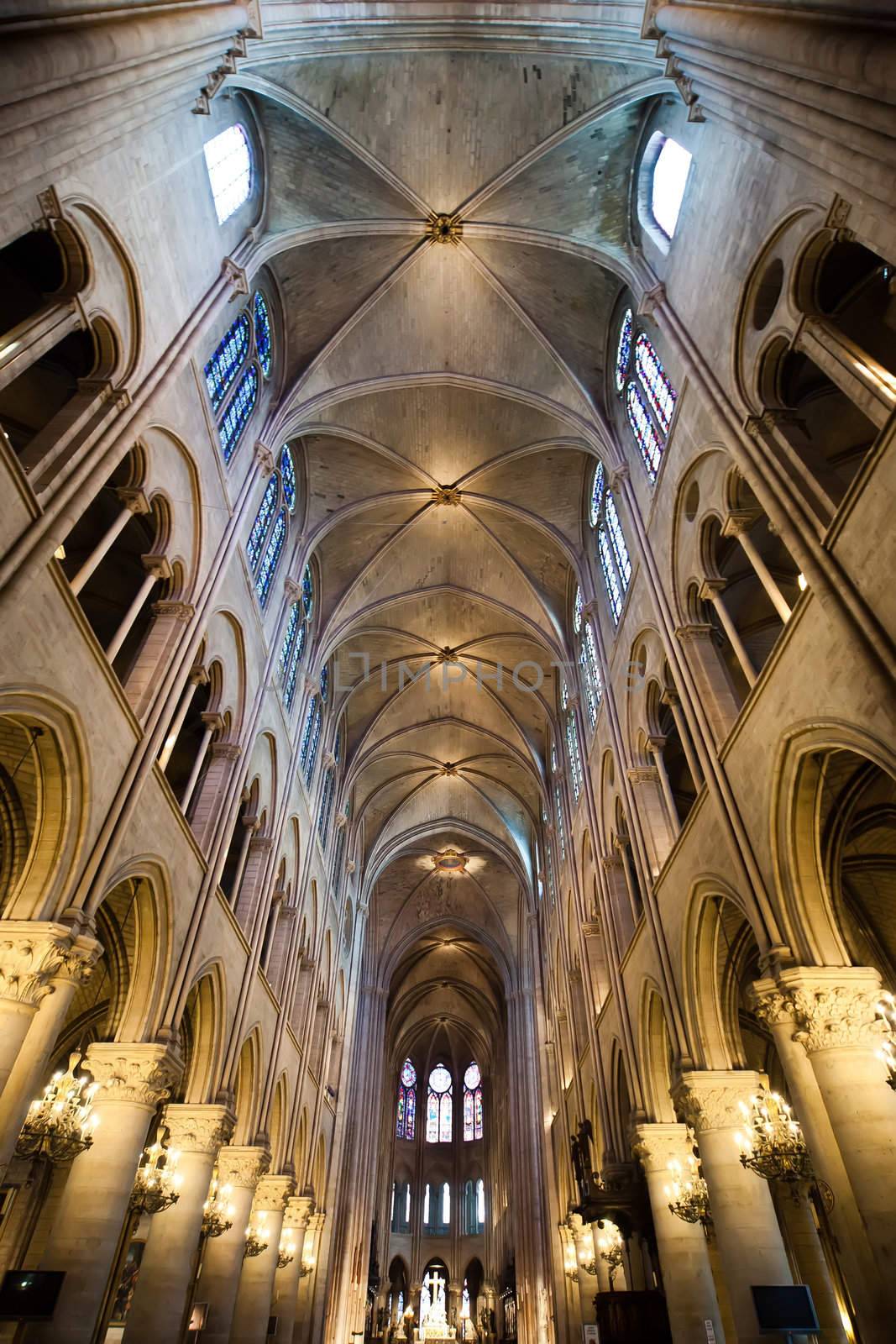 The Notre-Dame cathedral interior - ultra wide angle at 12mm