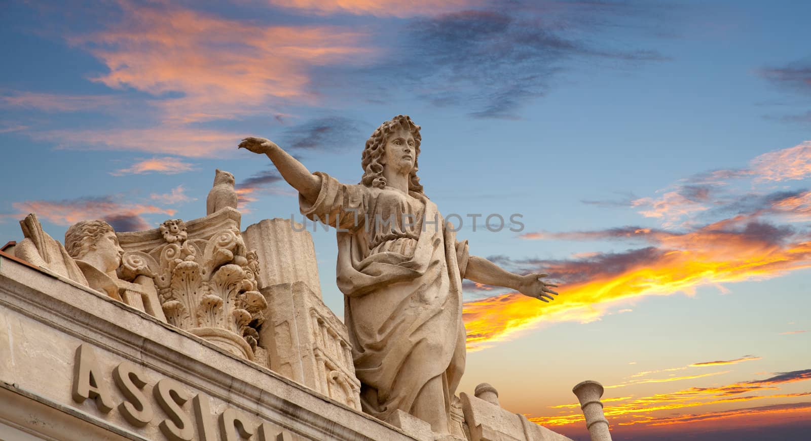 Statue on the sky background, Trieste. Italy