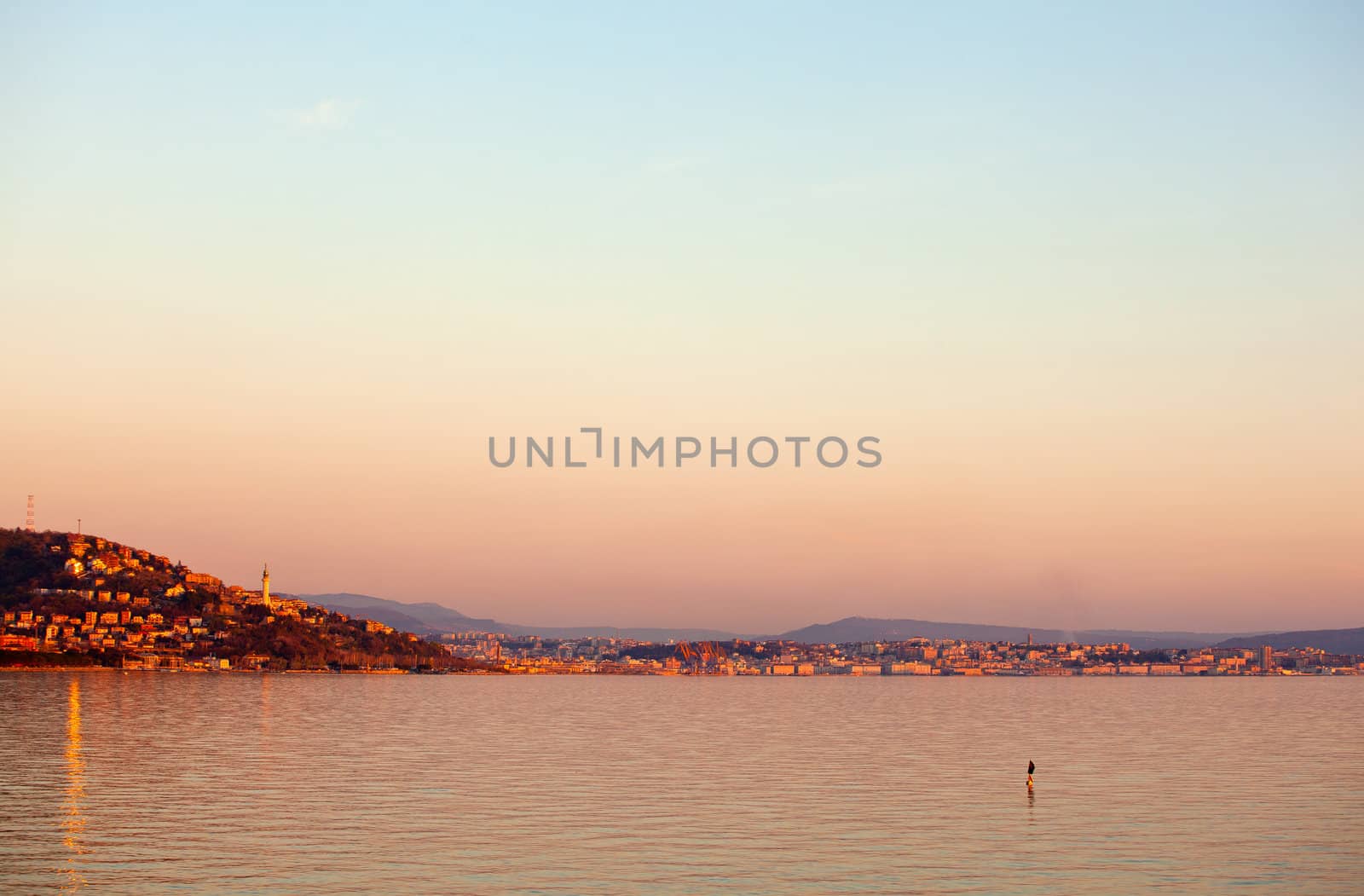 View of Trieste at sunset