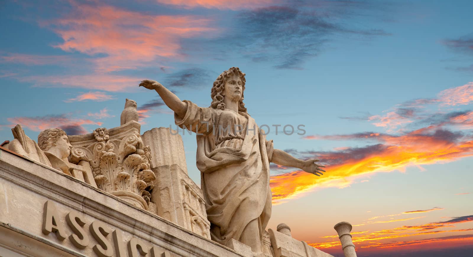 Statue on the sky background, Trieste. Italy