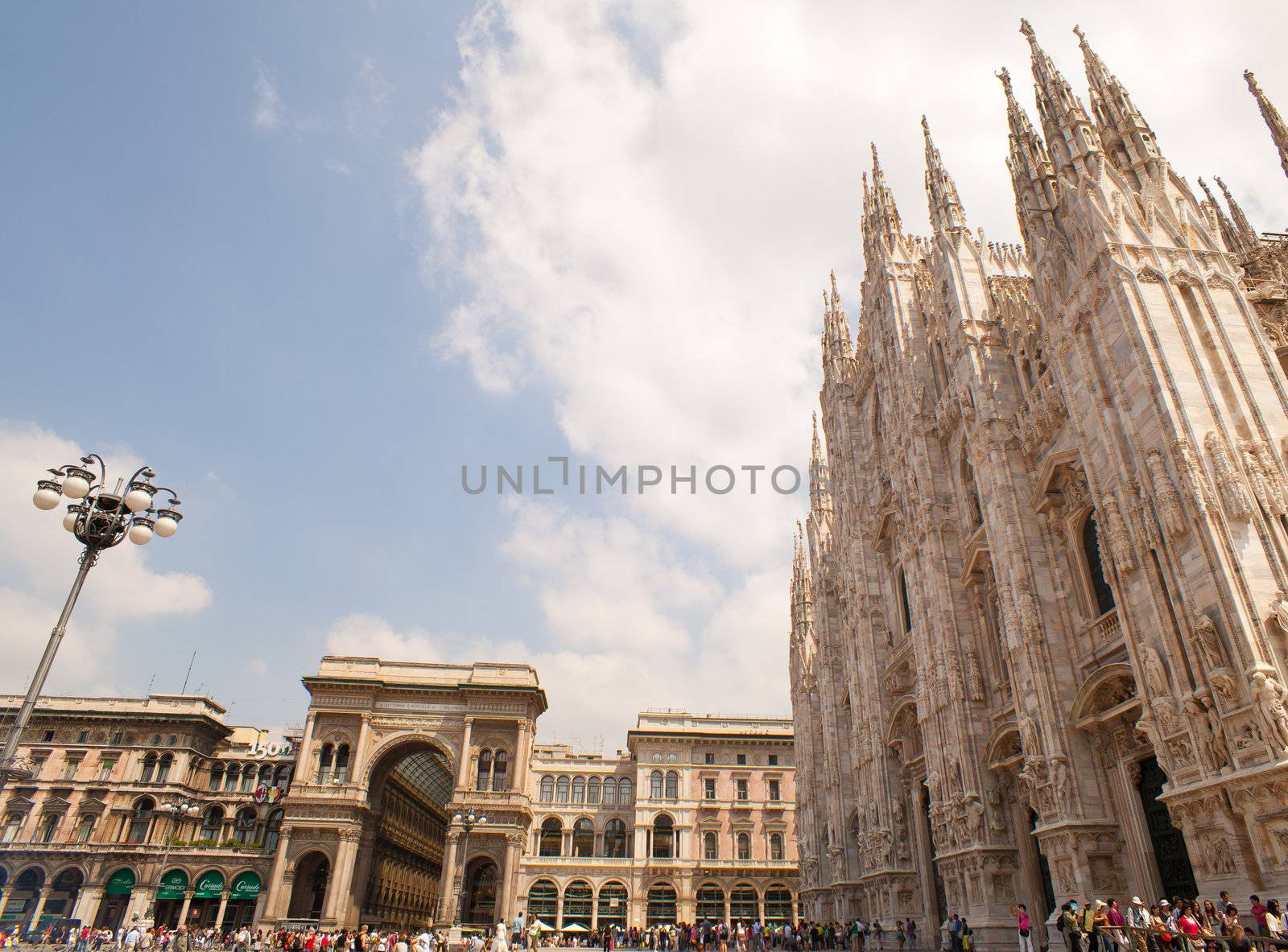 View of the Milan cathedral and Vittorio Emanuele II gallery, Italy