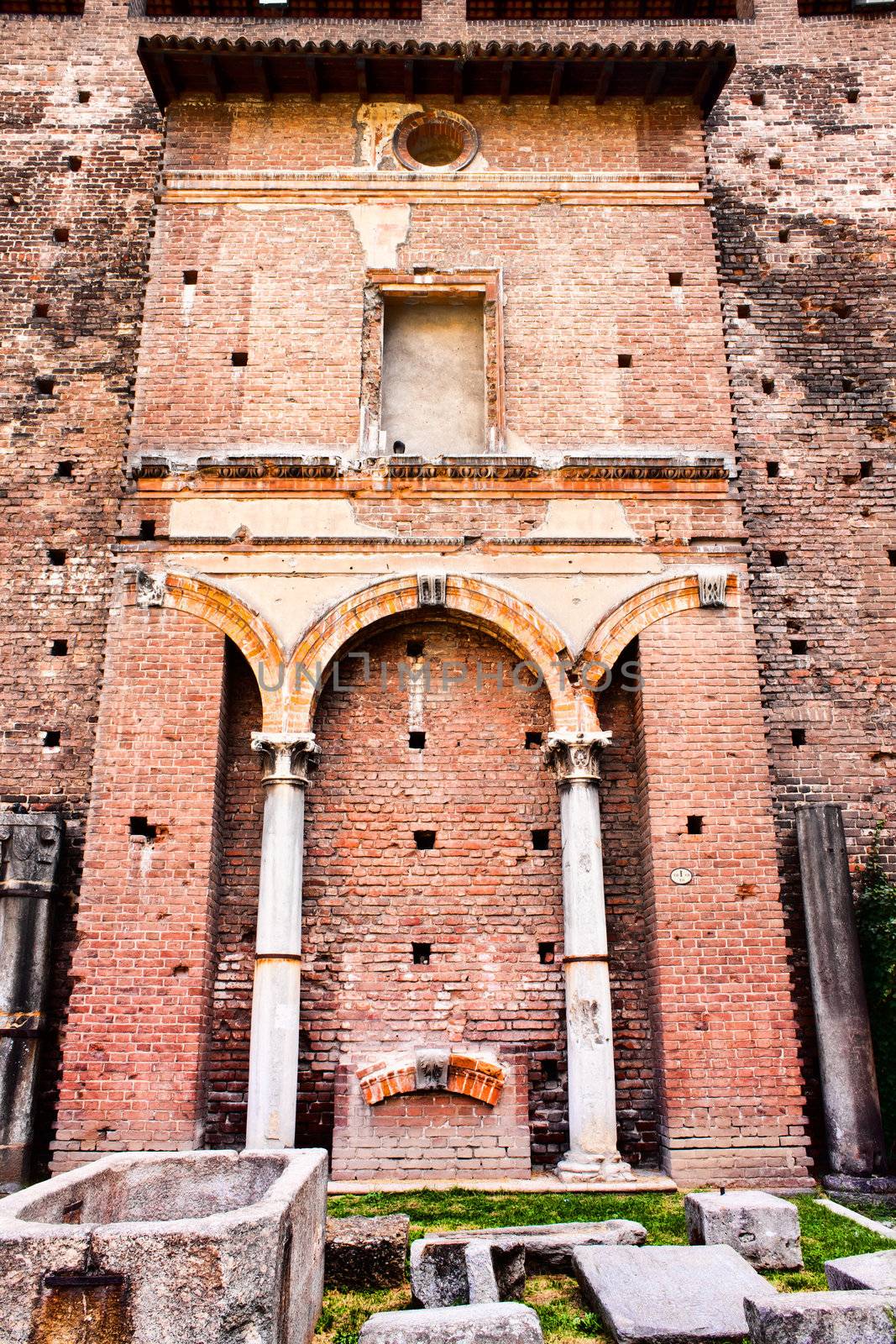 Ruins of the Sforzesco castle in Milan, Italy