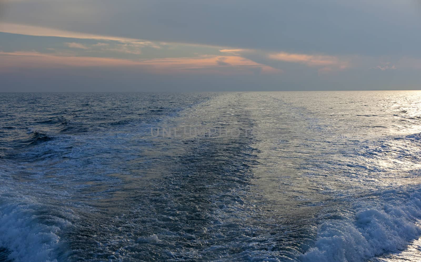 Wawe on the sea at sunset