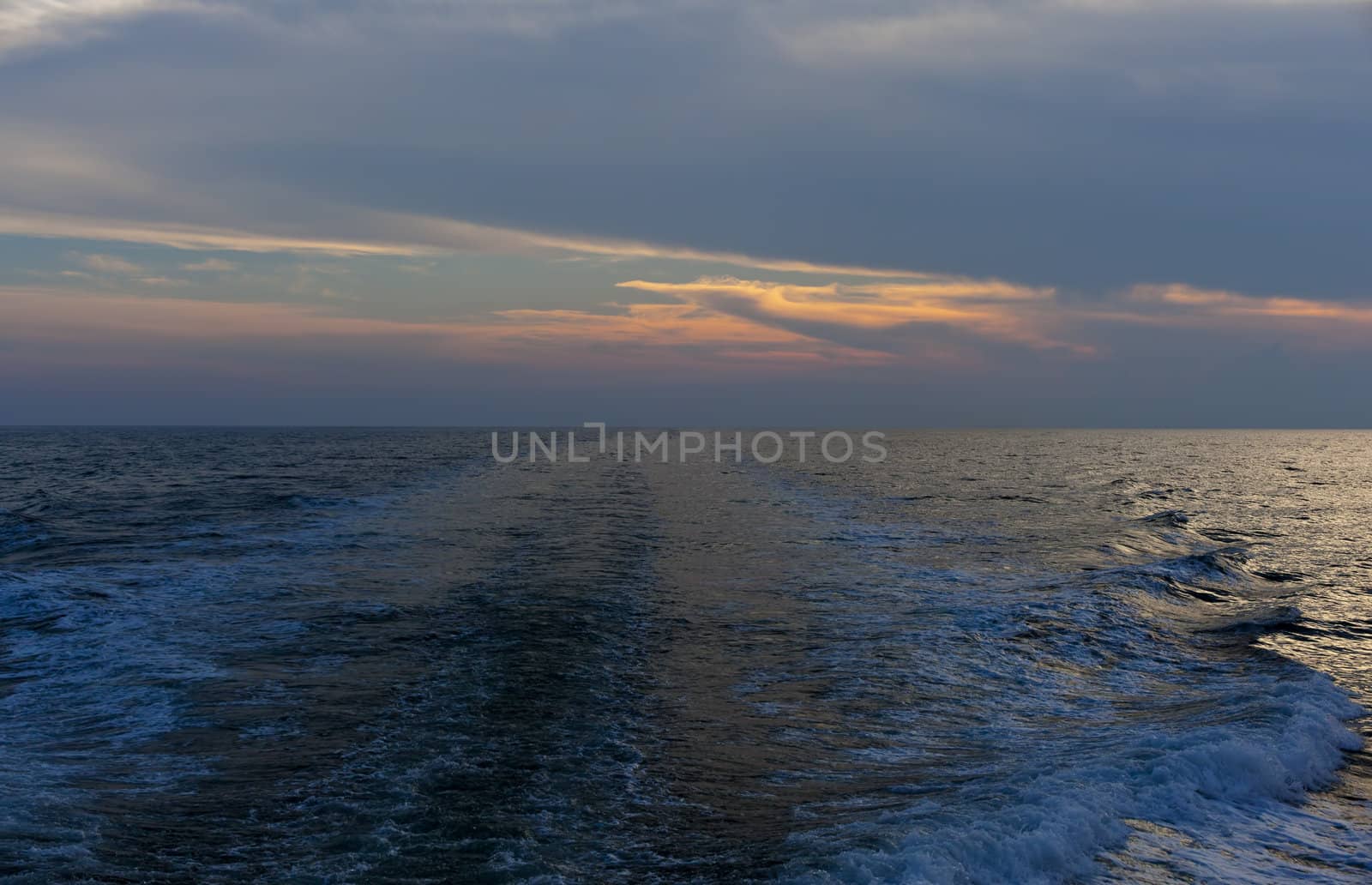 Wawe on the sea at sunset