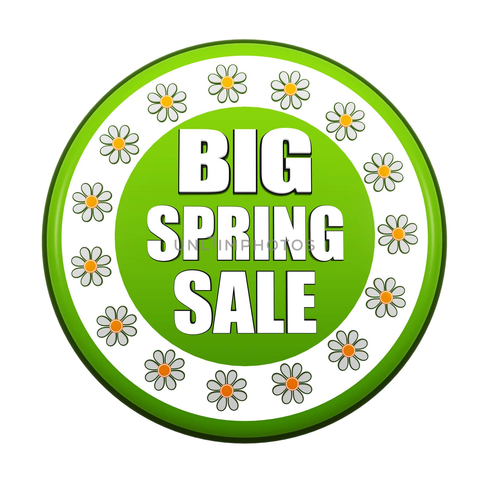 big spring sale green circle label with flowers by marinini