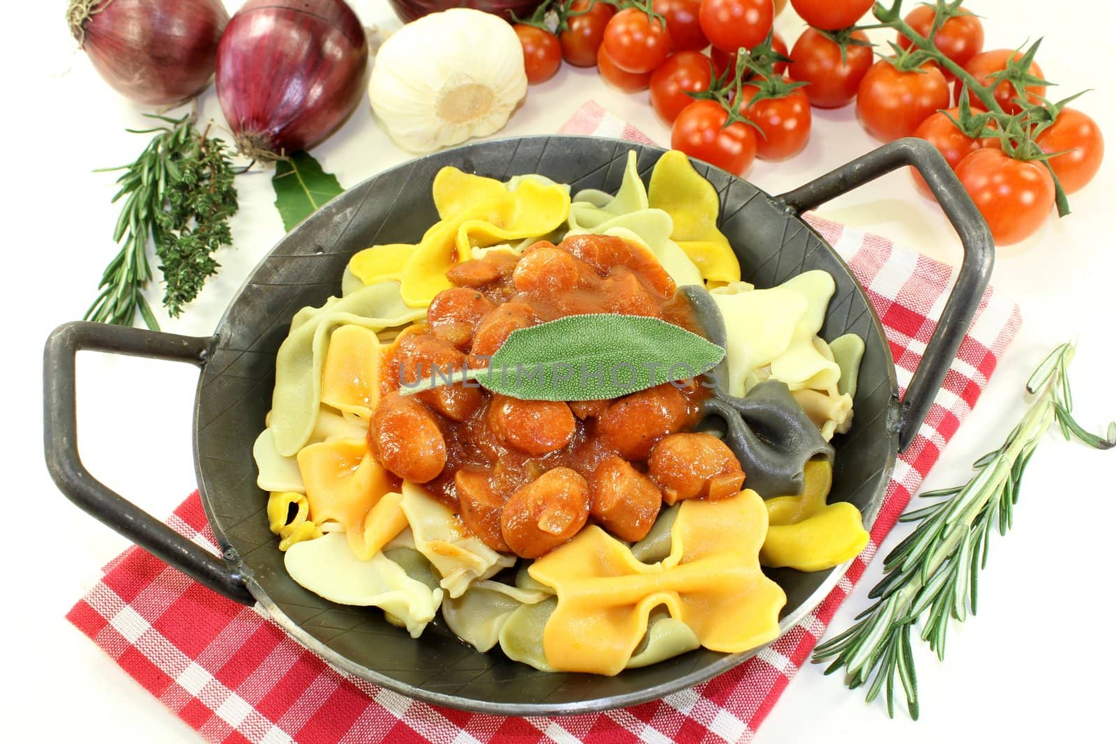 Pasta with sausage stew by silencefoto