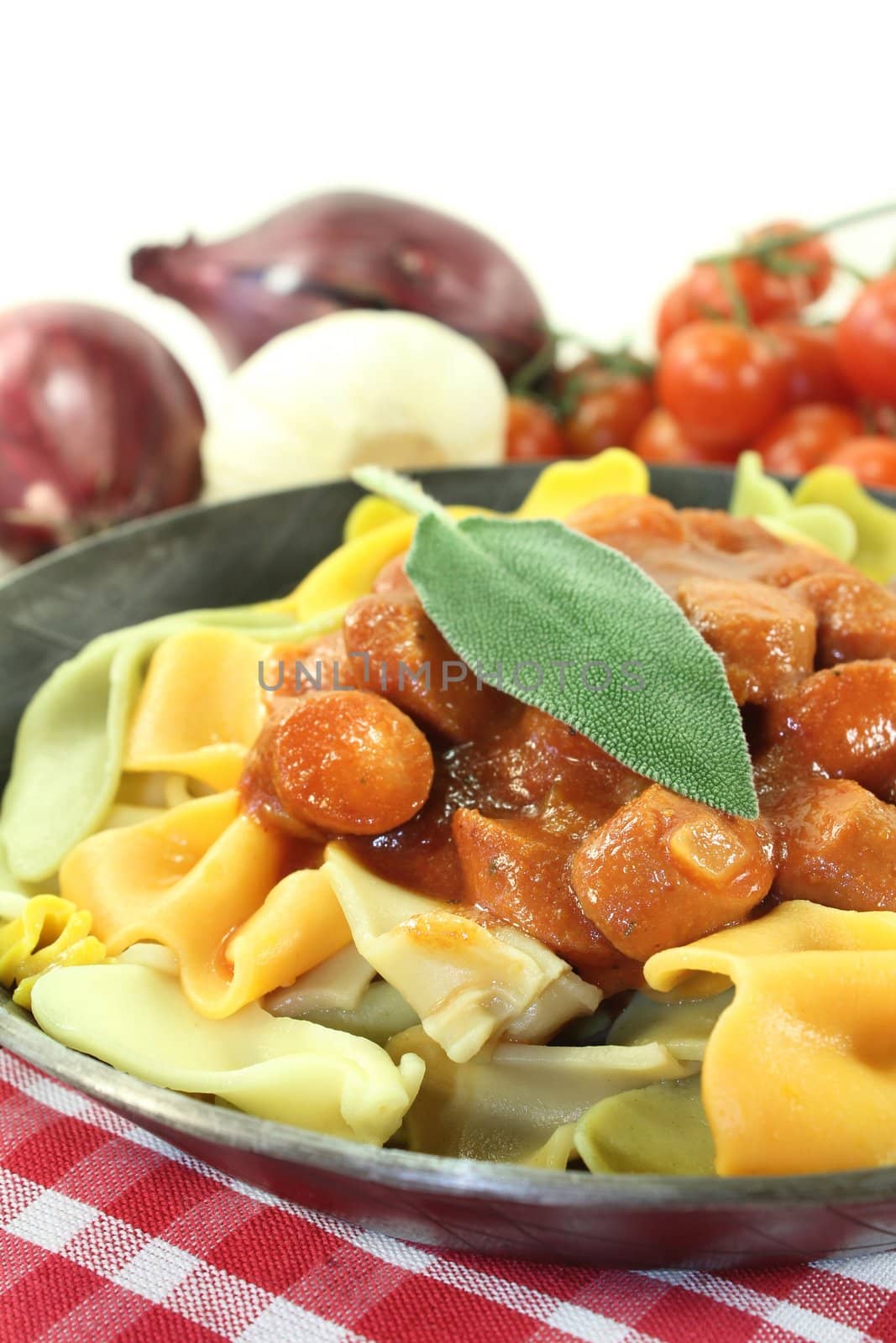 Pasta with sausage stew by silencefoto