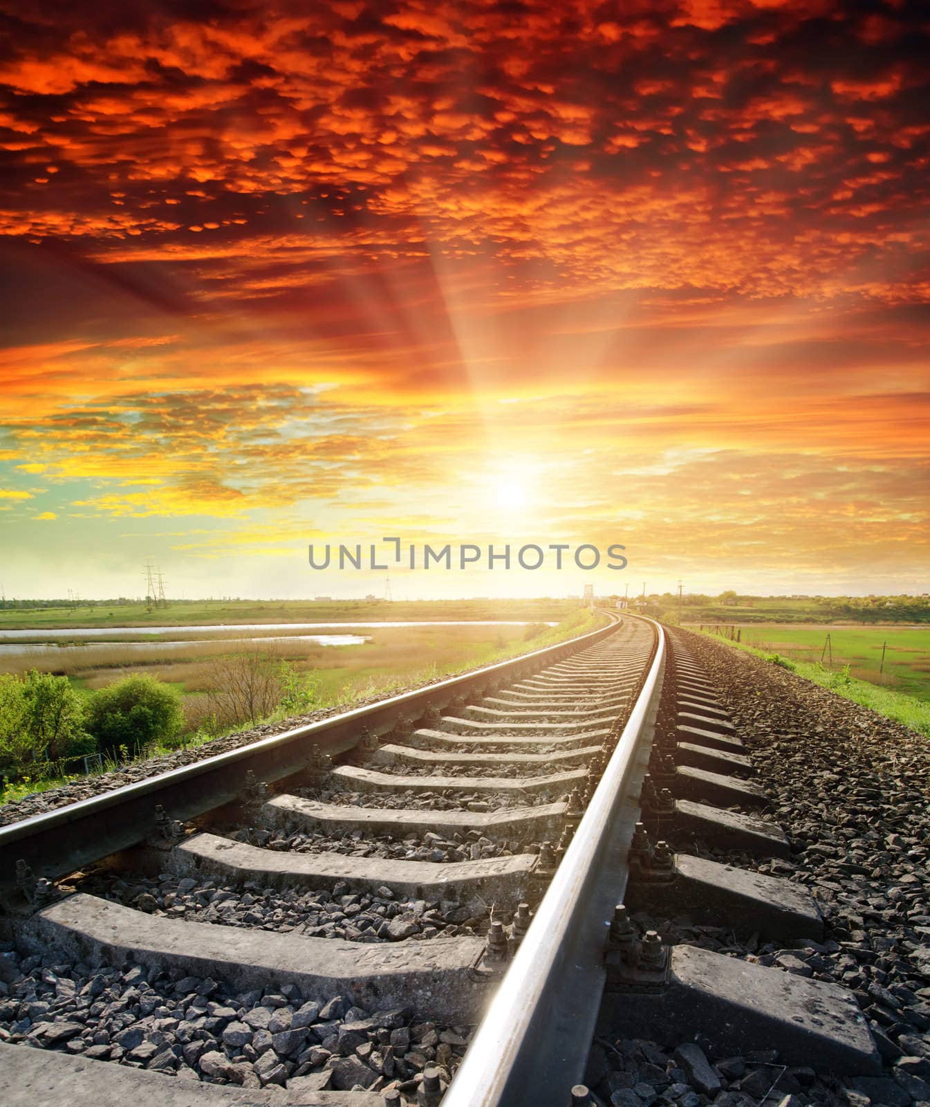 railroad to red sunset by mycola
