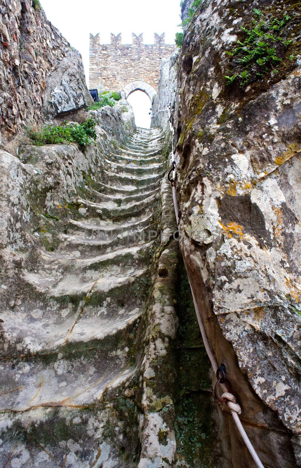 Old staircas, Medieval castle of Sperlinga, Sicily - Italy
