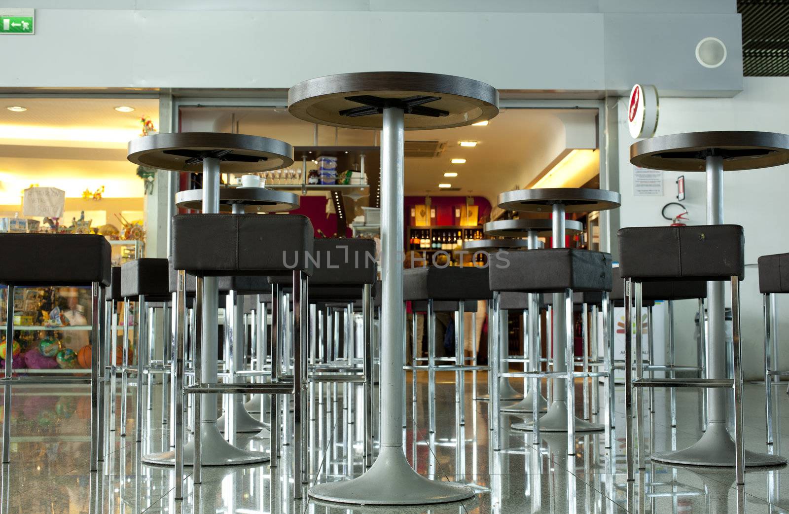 Stools in airport bar, Catania