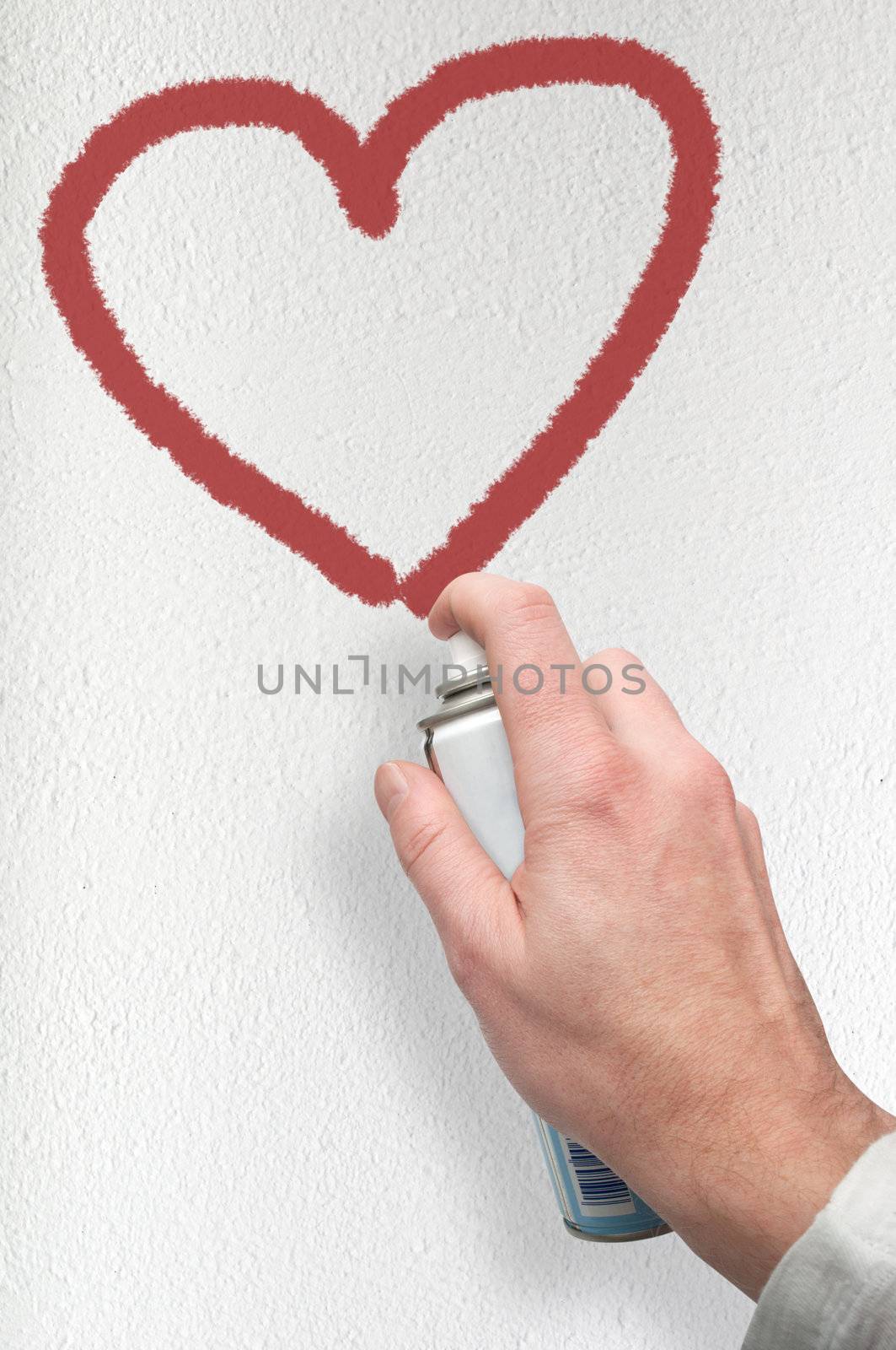 Valentine's Day Graffiti - Hand Painting Heart Symbol on Wall