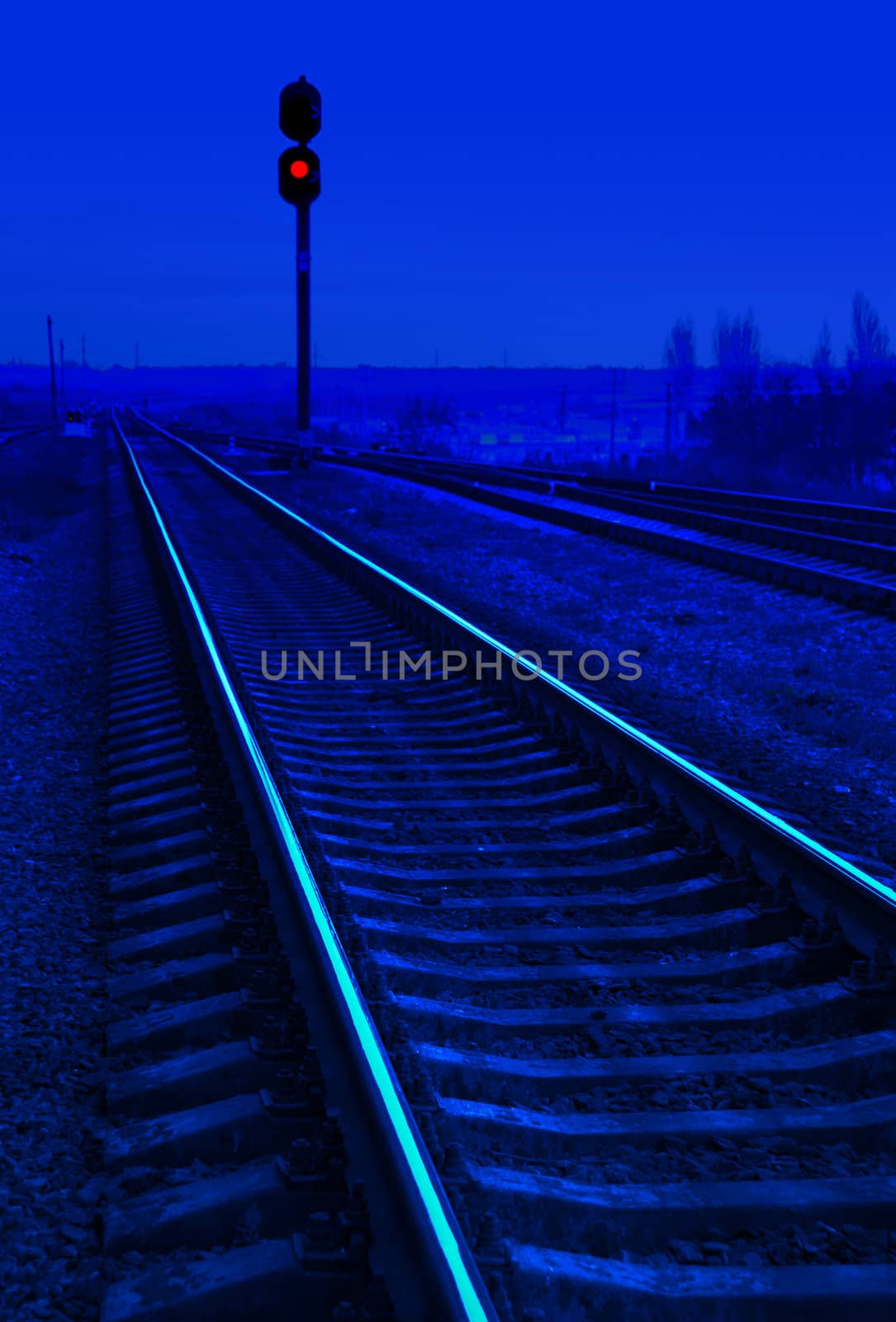 railroad in night