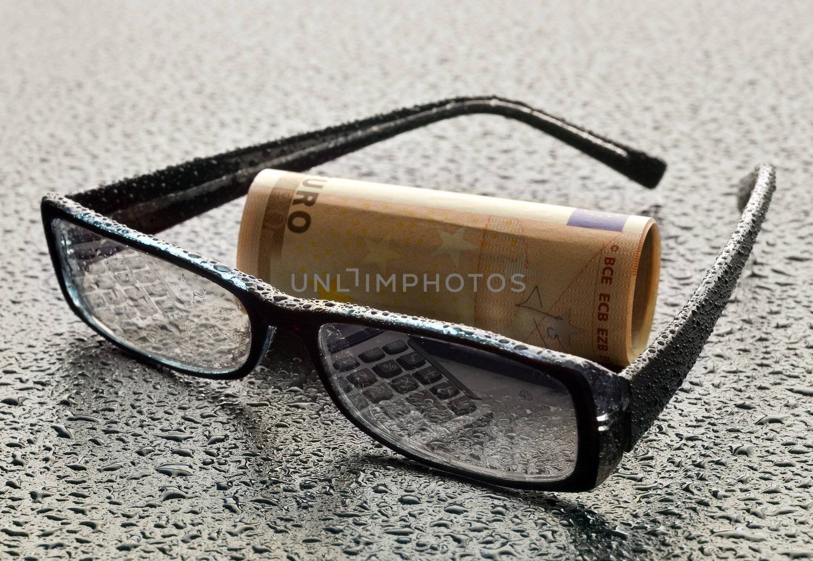 Business concept with money an glasses