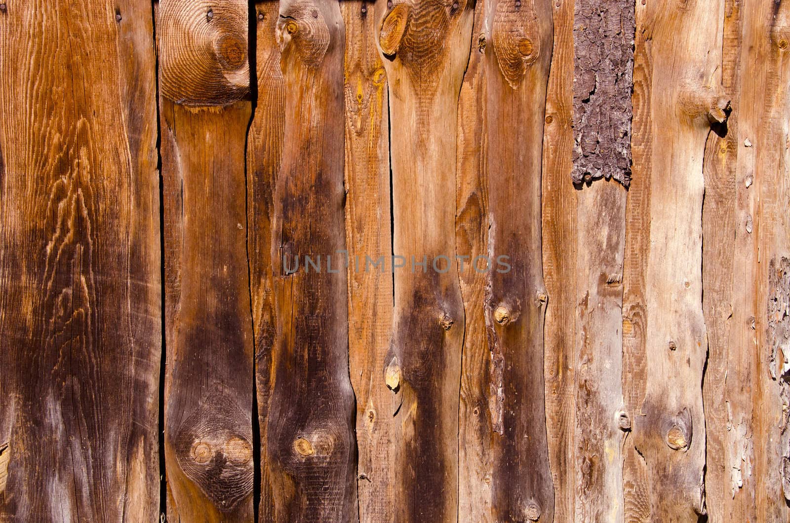 Old abandoned rural house walls made of boards background.