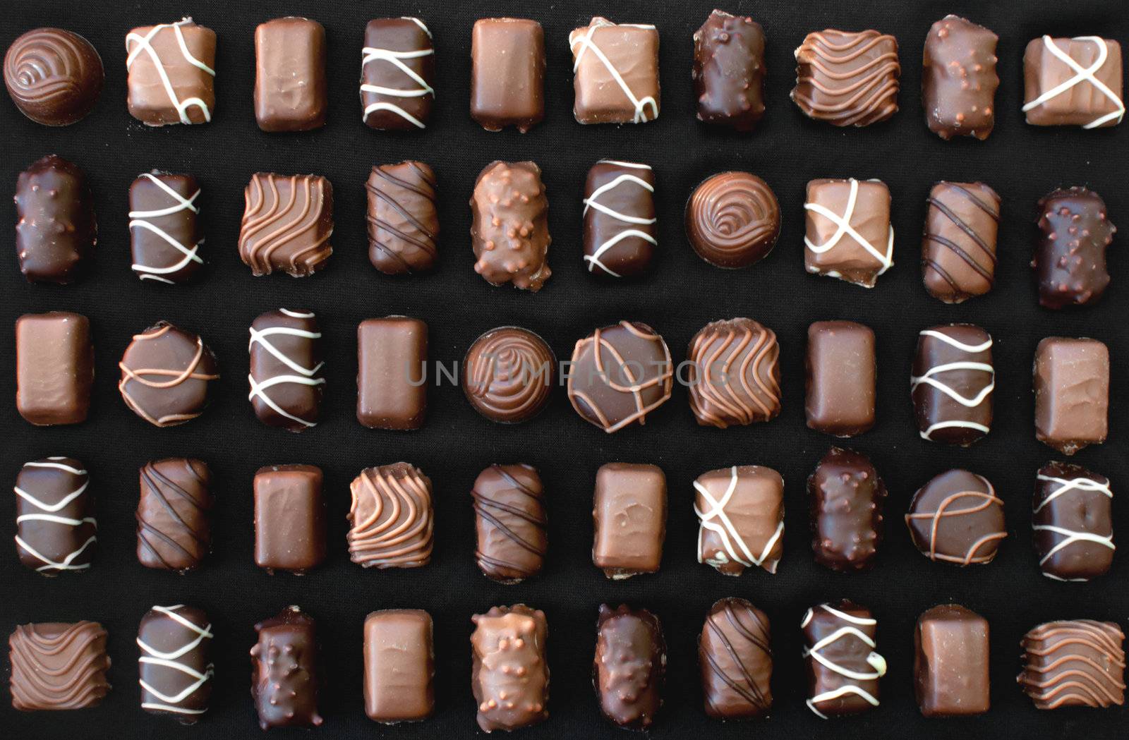 Chocolate candy selection on display