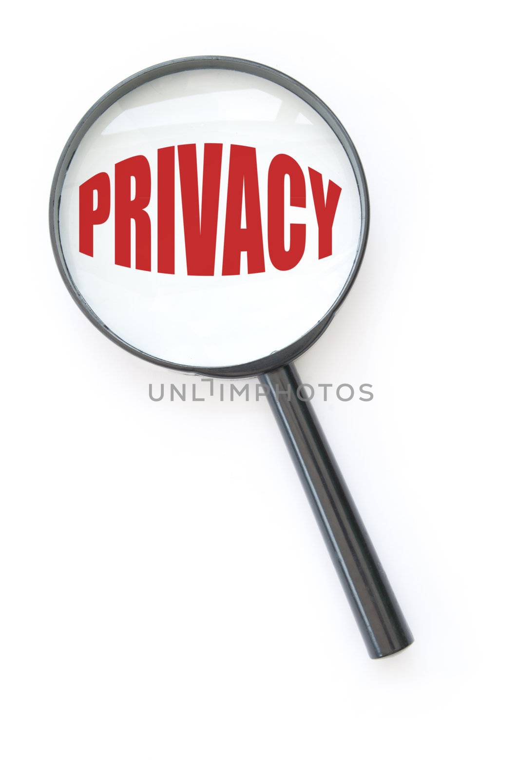 Magnifying glass focused on the word privacy 