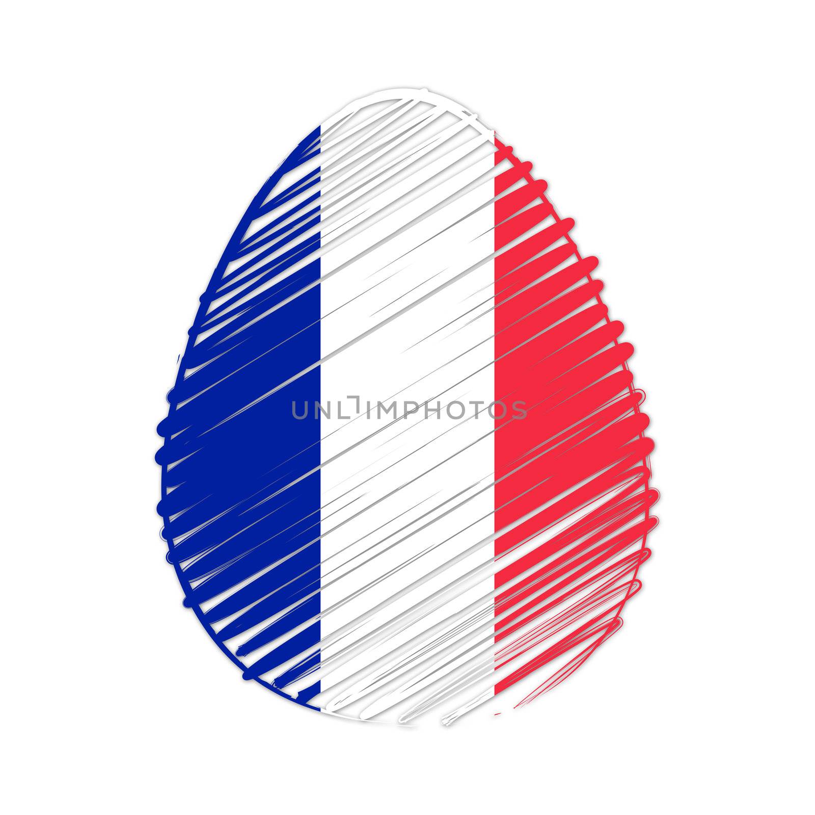 easter egg with French flag, striped drawing, holiday concept