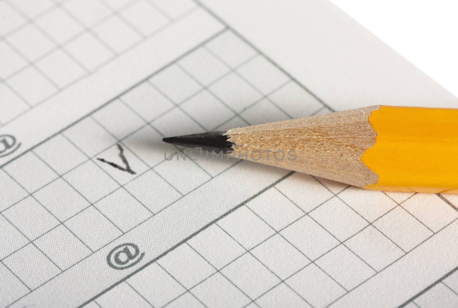 pencil writing checking the questionnaire