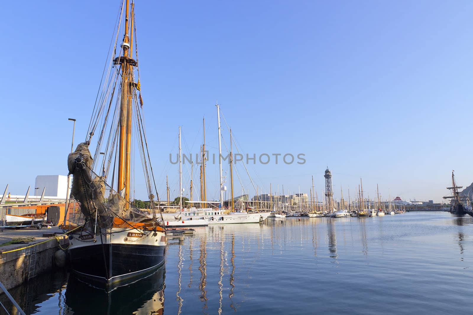 Sailing ship at the Port Vell in Barcelona, Spain