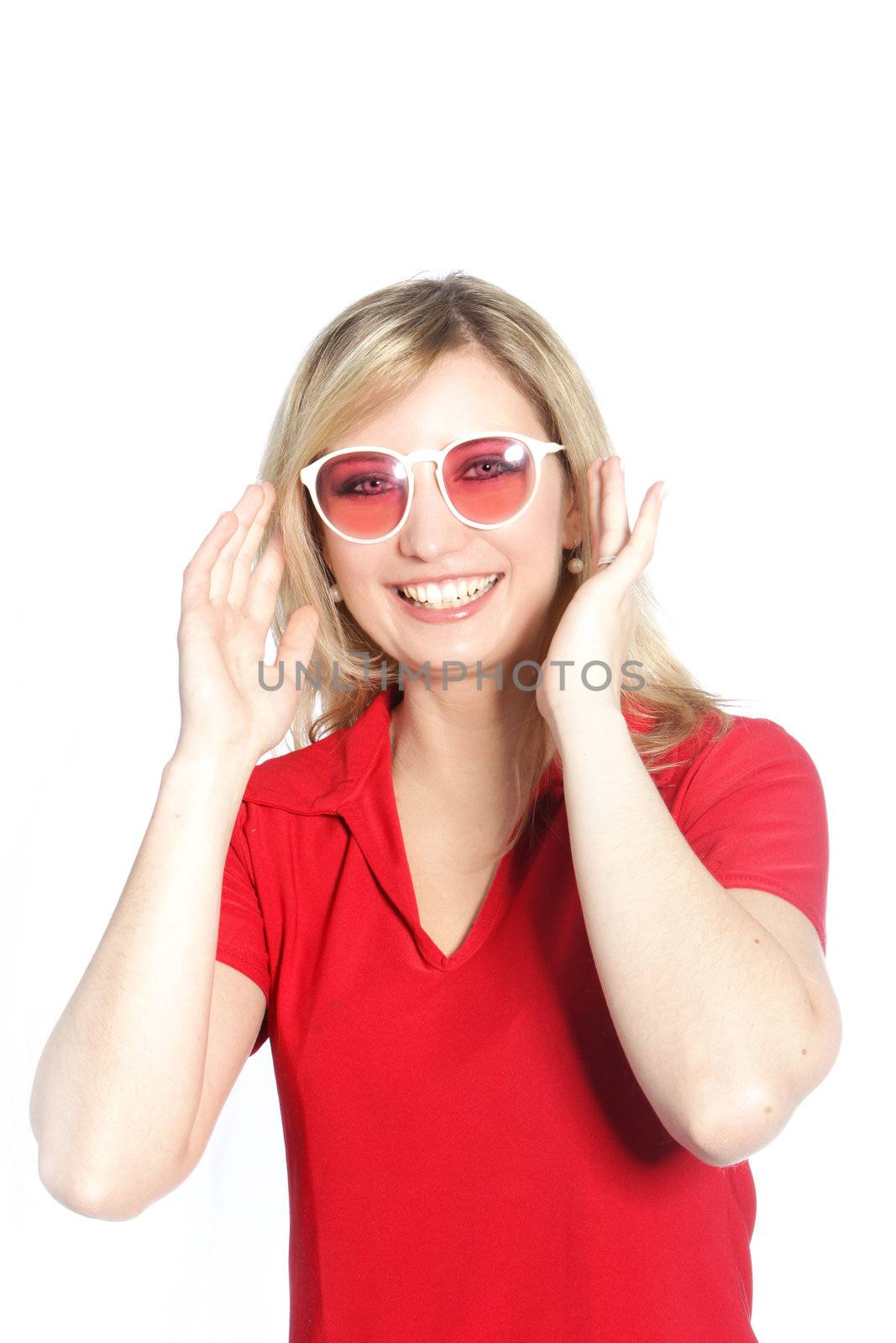 Trendy woman in red sunglasses by Farina6000