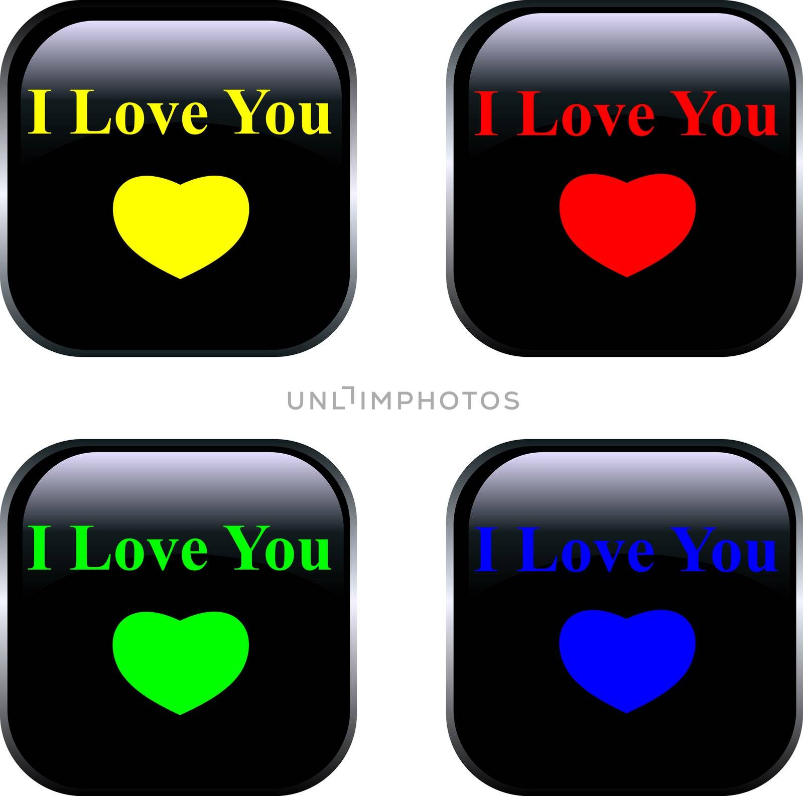 Set of vector buttons by Day of Valentine