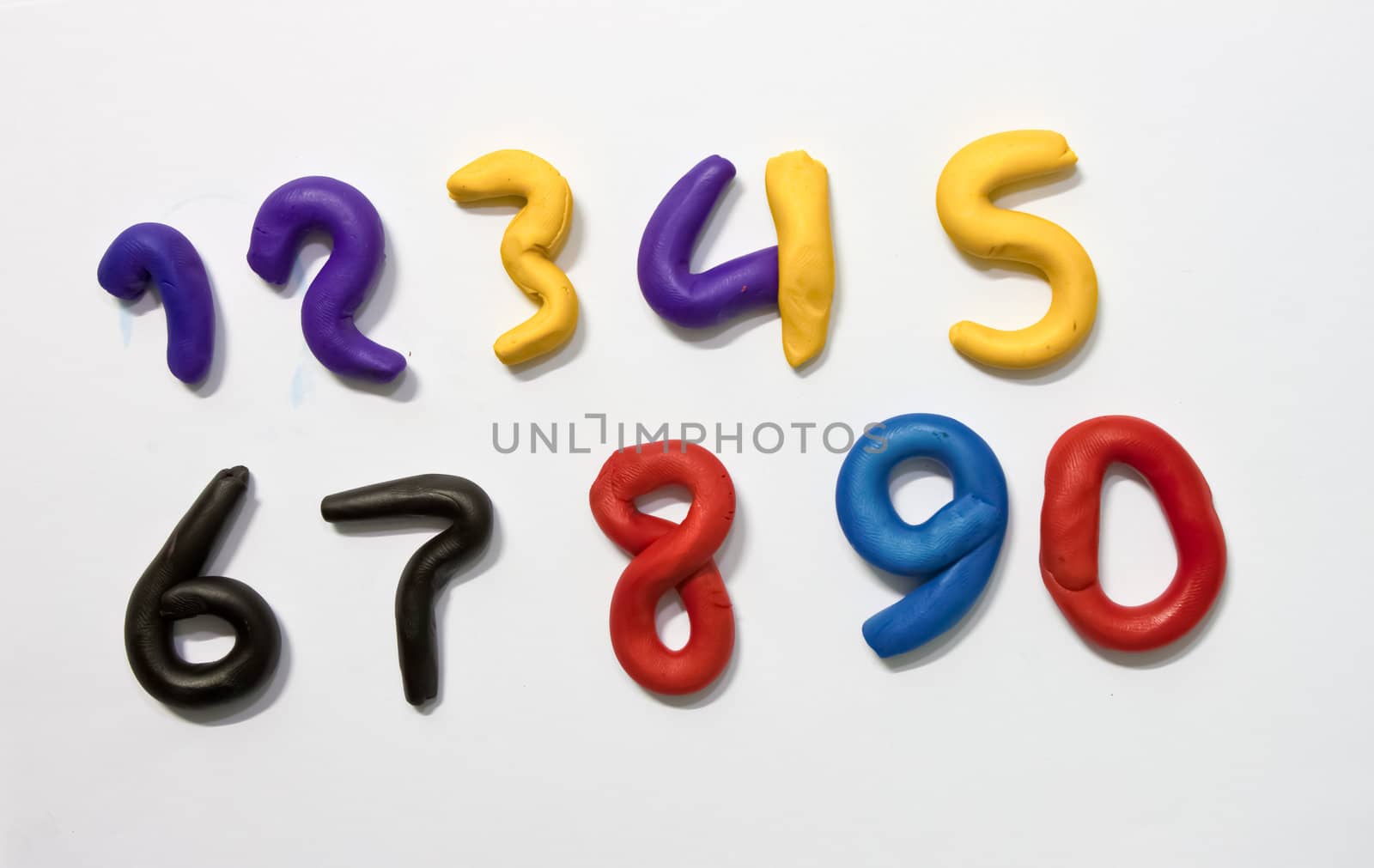 Colorful Clay numeric characters.