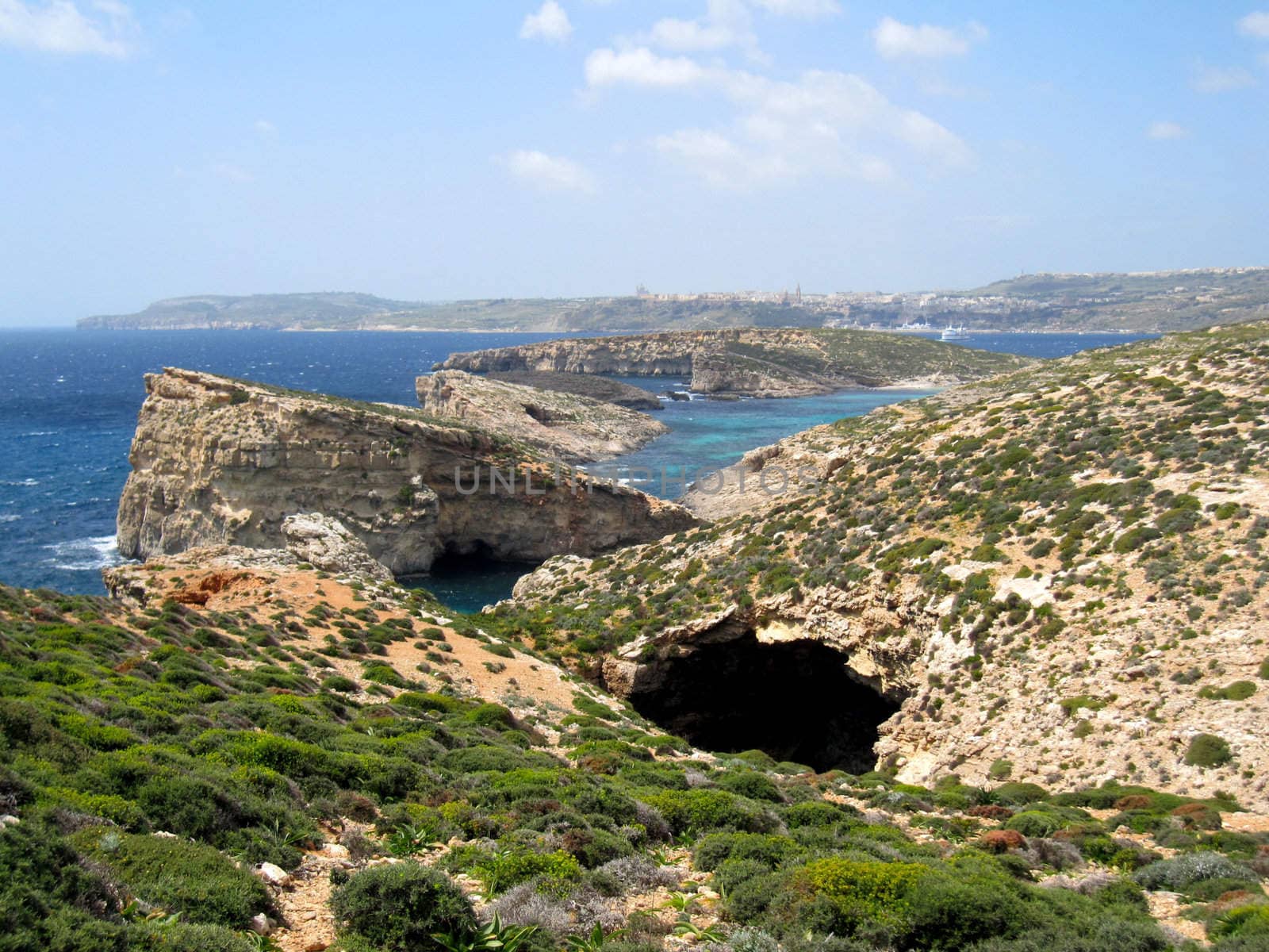 Rock formations in Comino, Malta.