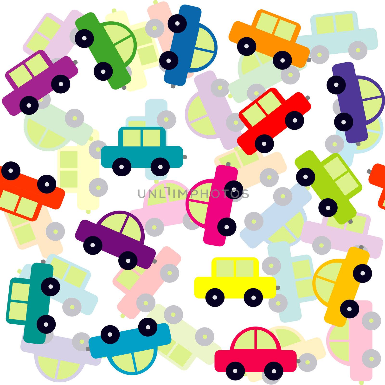 Seamless background with colored toy cars